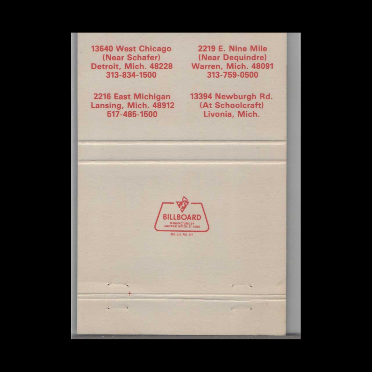 Matchbook Cover Bearing Service Livonia MI Matchbook Cover Bearing Service Livonia MI