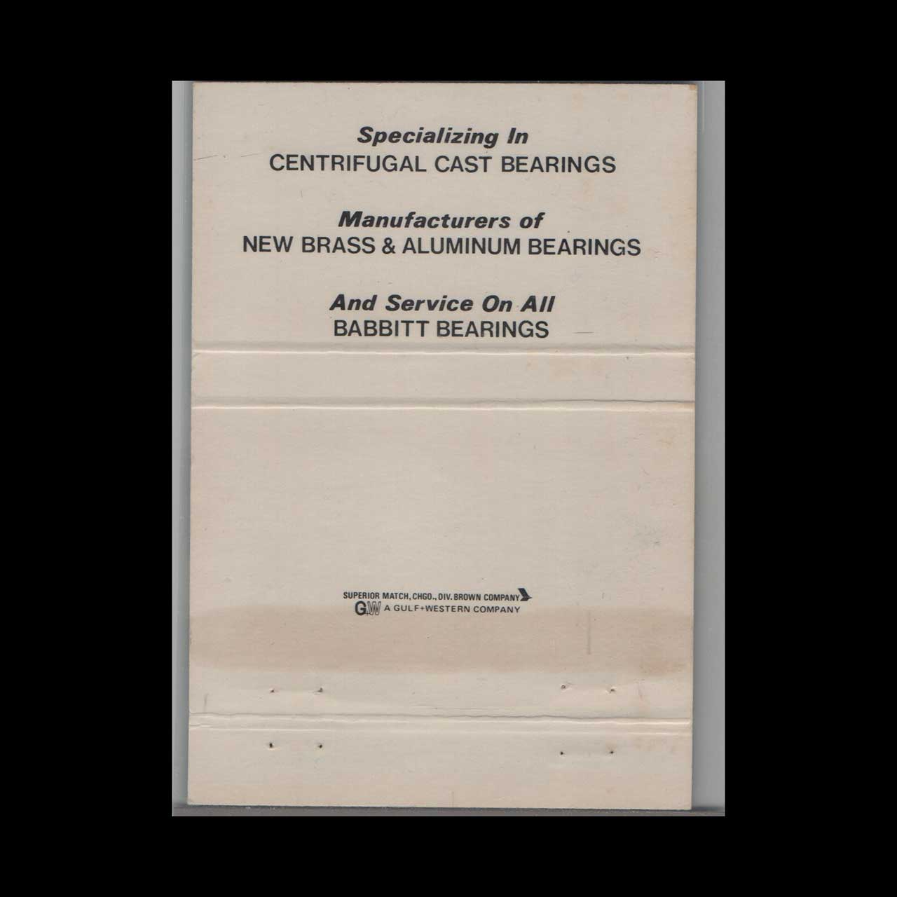 Matchbook Cover Odessa Babbitt Bearing Co Odessa TX Matchbook Cover Odessa Babbitt Bearing Co Odessa TX