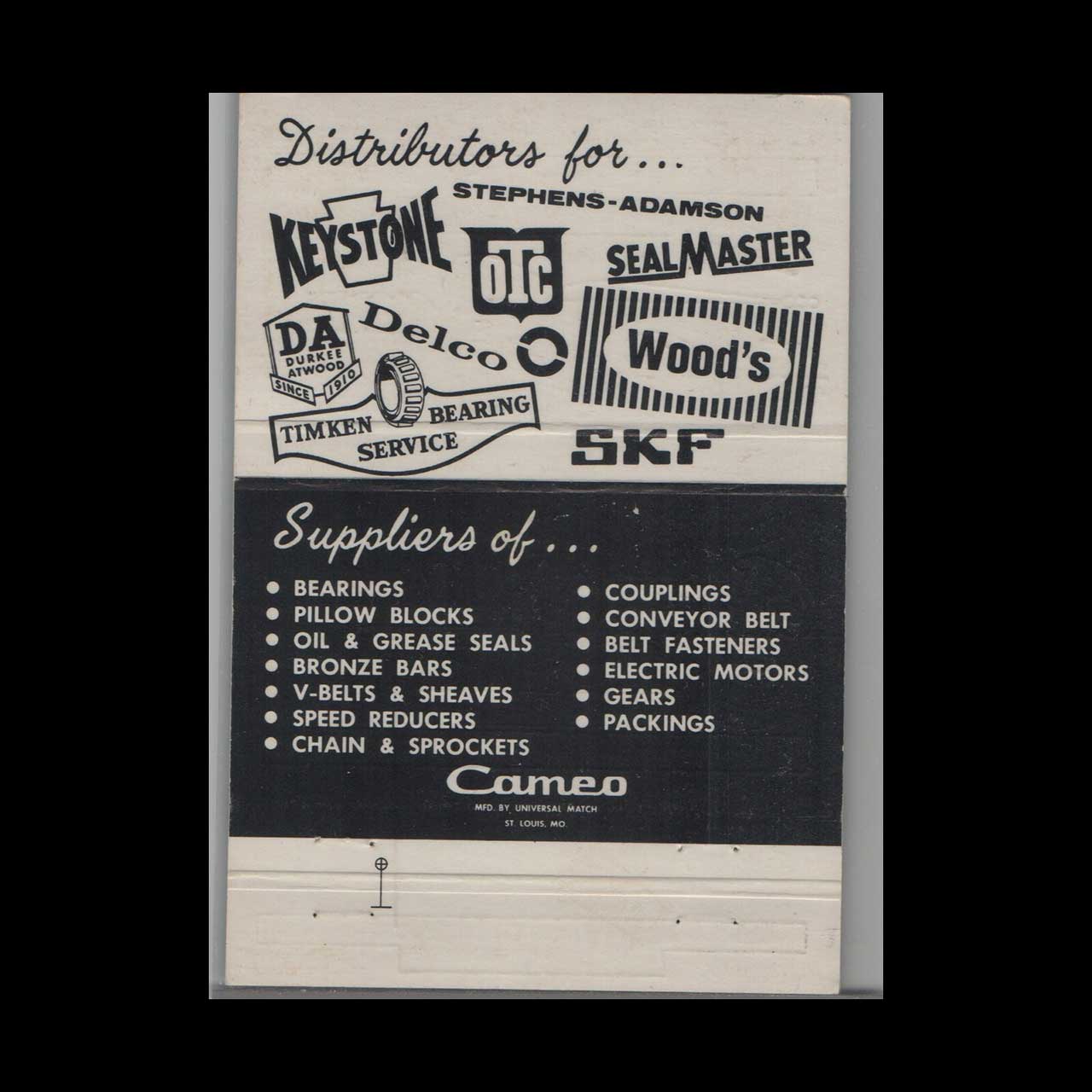 Matchbook Cover Tucson Bearing Co Tucson AZ #1 Matchbook Cover Tucson Bearing Co Tucson AZ #1