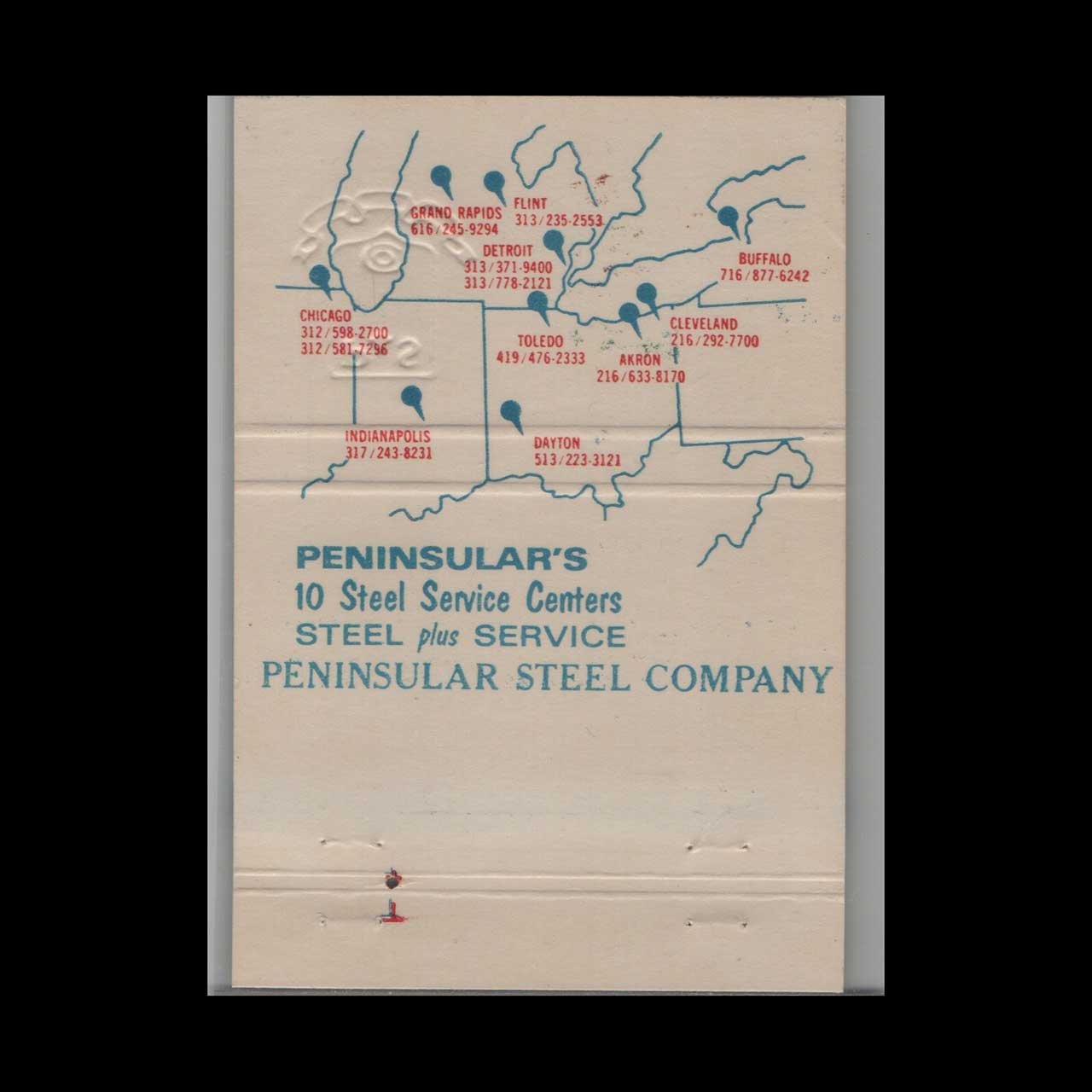 Matchbook Cover Peninsular Steel Company Matchbook Cover Peninsular Steel Company