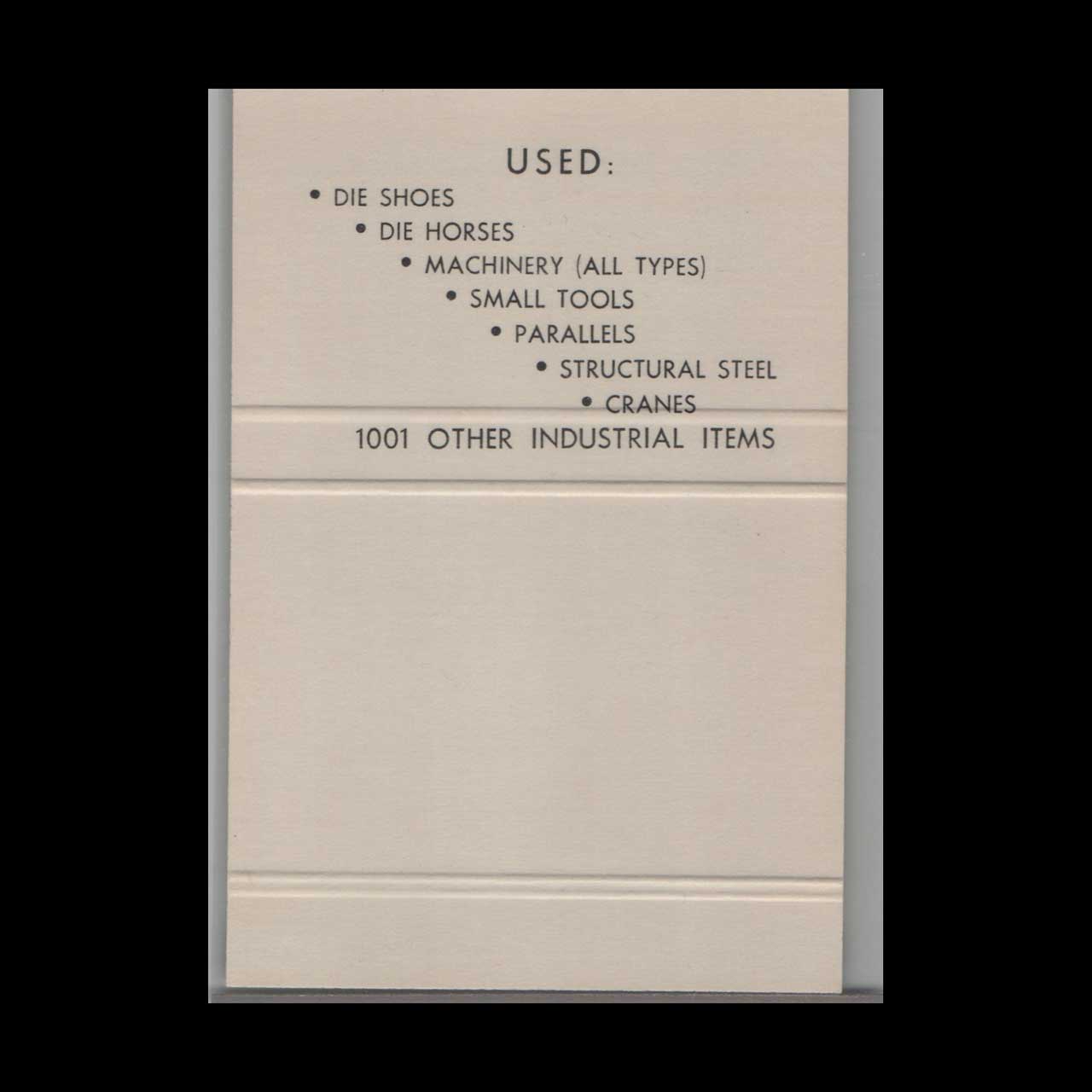 Matchbook Cover Haron Metals & Equipment Co Detroit MI Matchbook Cover Haron Metals & Equipment Co Detroit MI