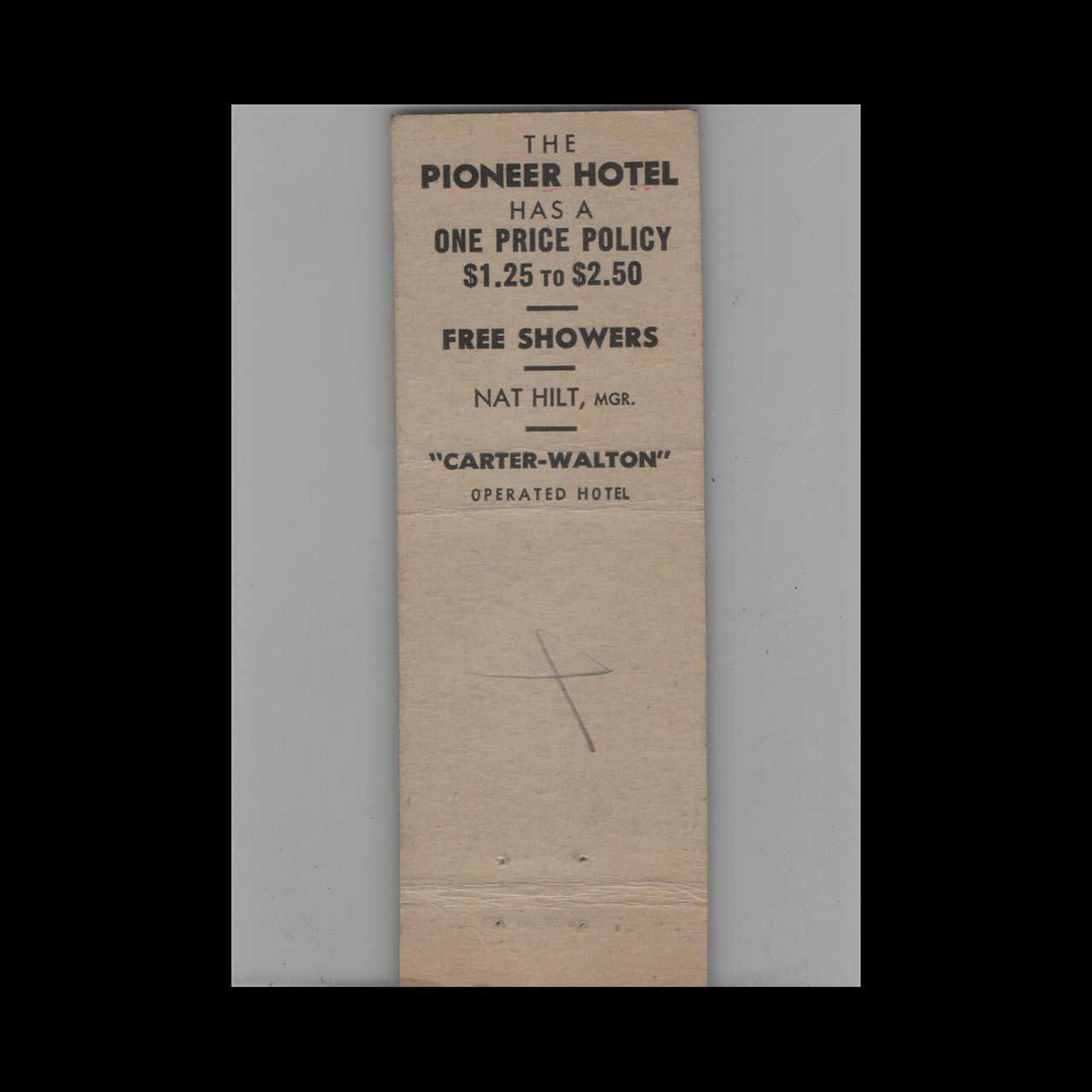 Matchbook Cover Federal Match Co The Pioneer Hotel Cheyenne WY Matchbook Cover Federal Match Co The Pioneer Hotel Cheyenne WY