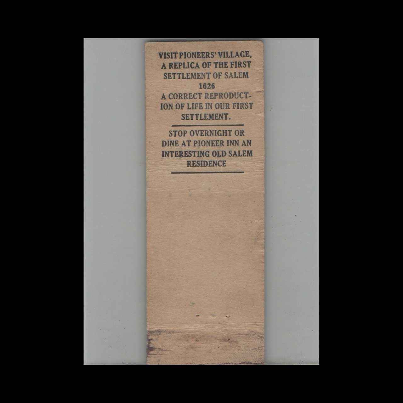 Matchbook Cover Federal Match Co Pioneer Inn Salem MA Matchbook Cover Federal Match Co Pioneer Inn Salem MA