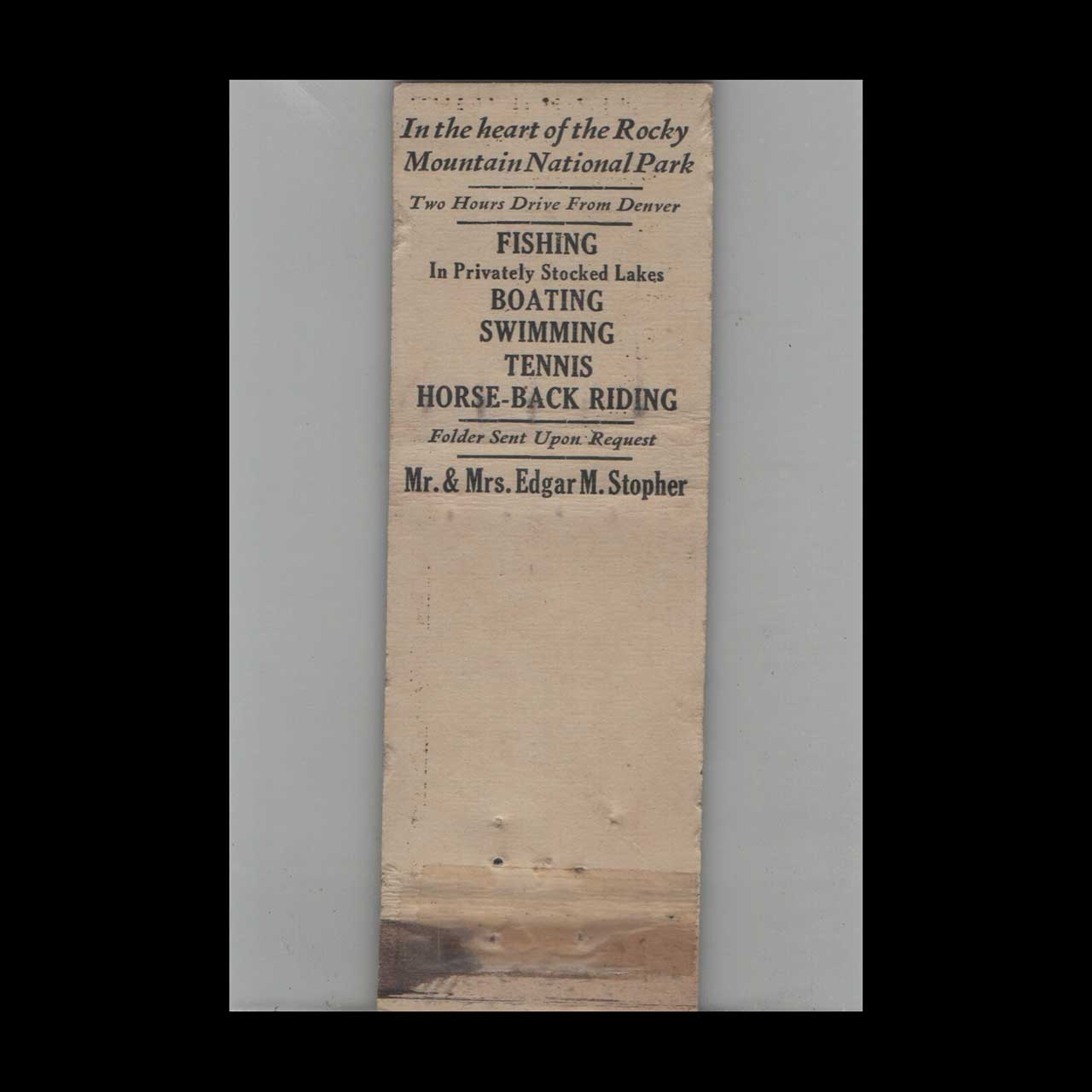 Matchbook Cover Federal Match Co Pine Tree Cafe Denver CO Matchbook Cover Federal Match Co Pine Tree Cafe Denver CO