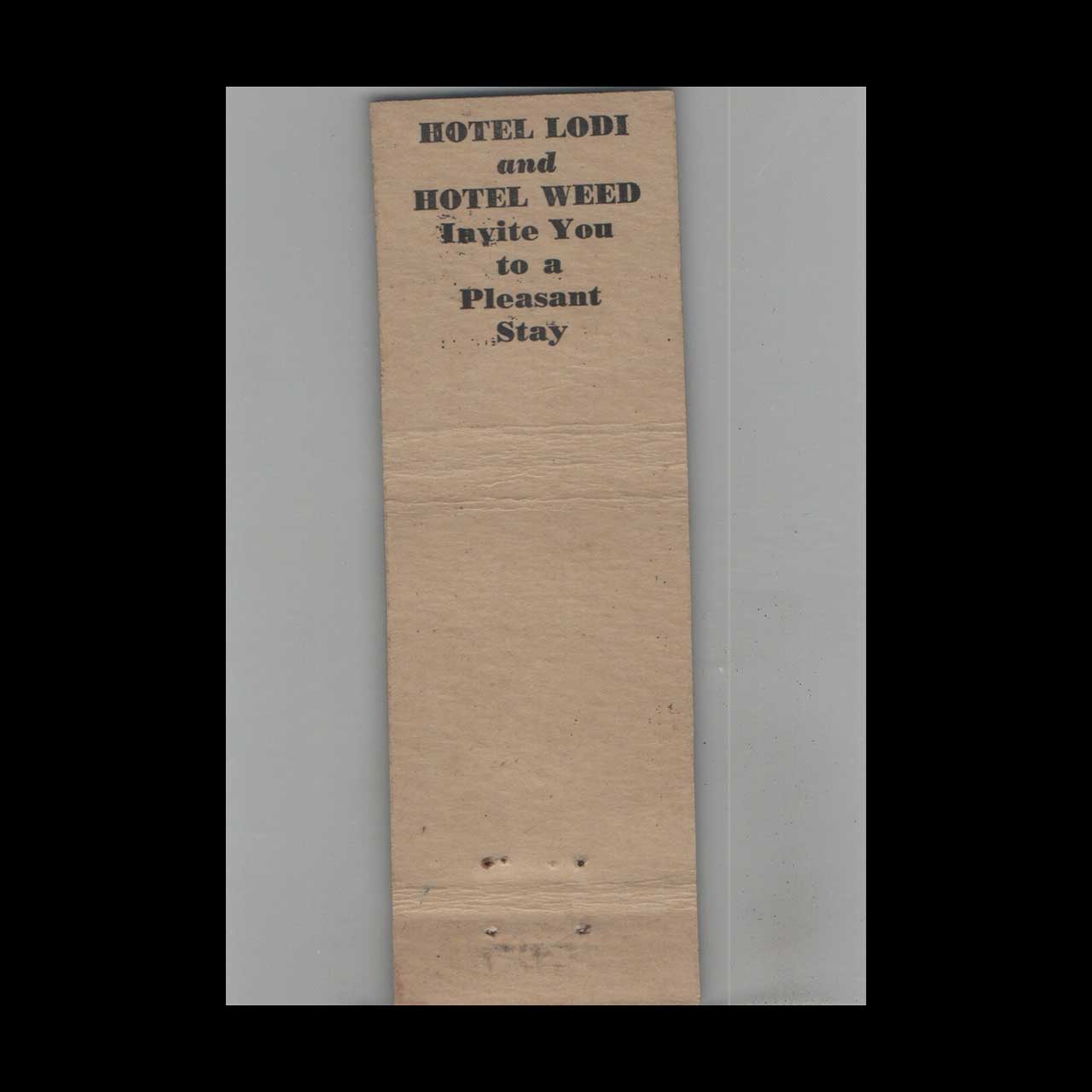 Hotel Weed Dunsmuir CA Matchbook Cover Hotel Weed Dunsmuir CA Matchbook Cover