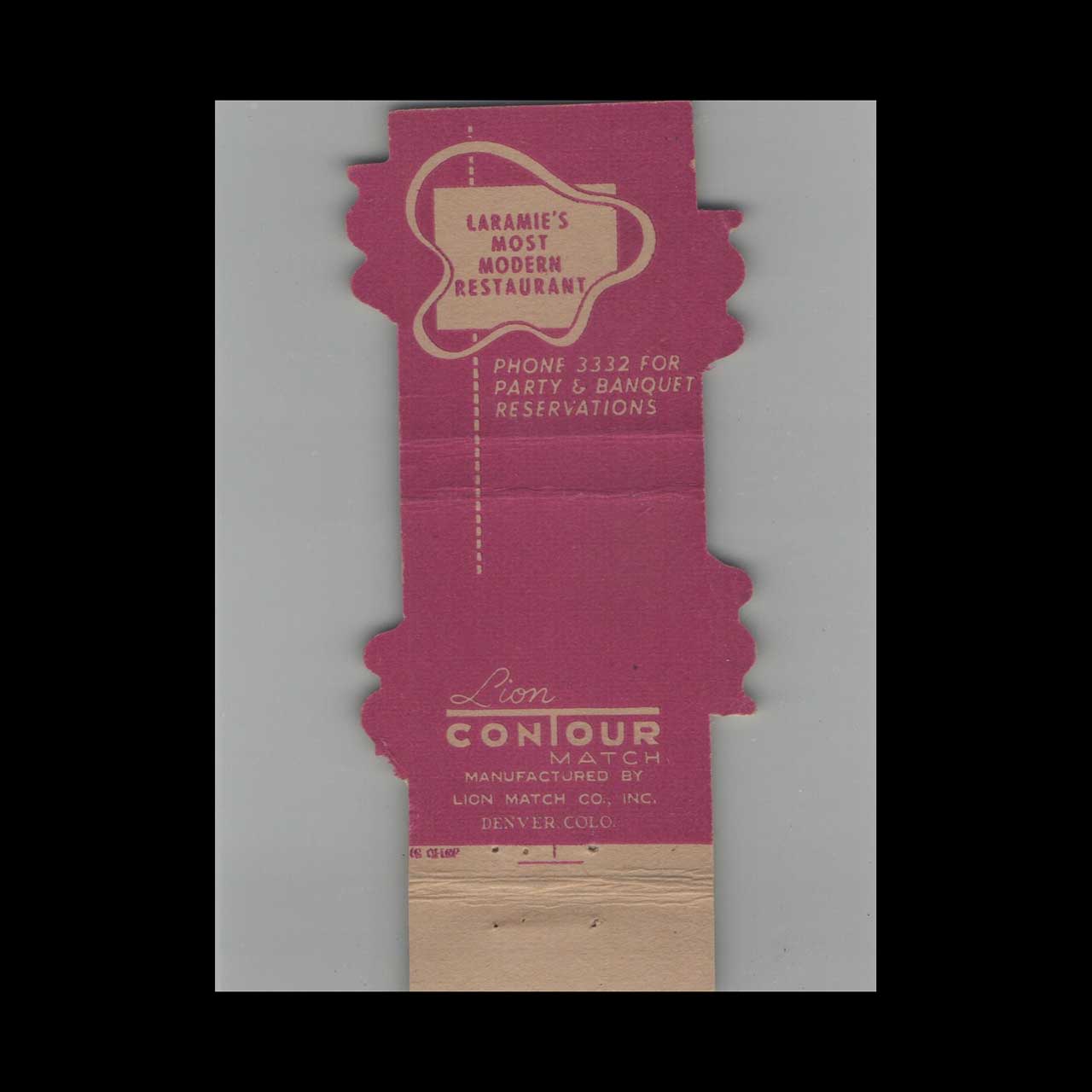 Lion Contour Matchbook Cover The Chef Restaurant Laramie WY Lion Contour Matchbook Cover The Chef Restaurant Laramie WY