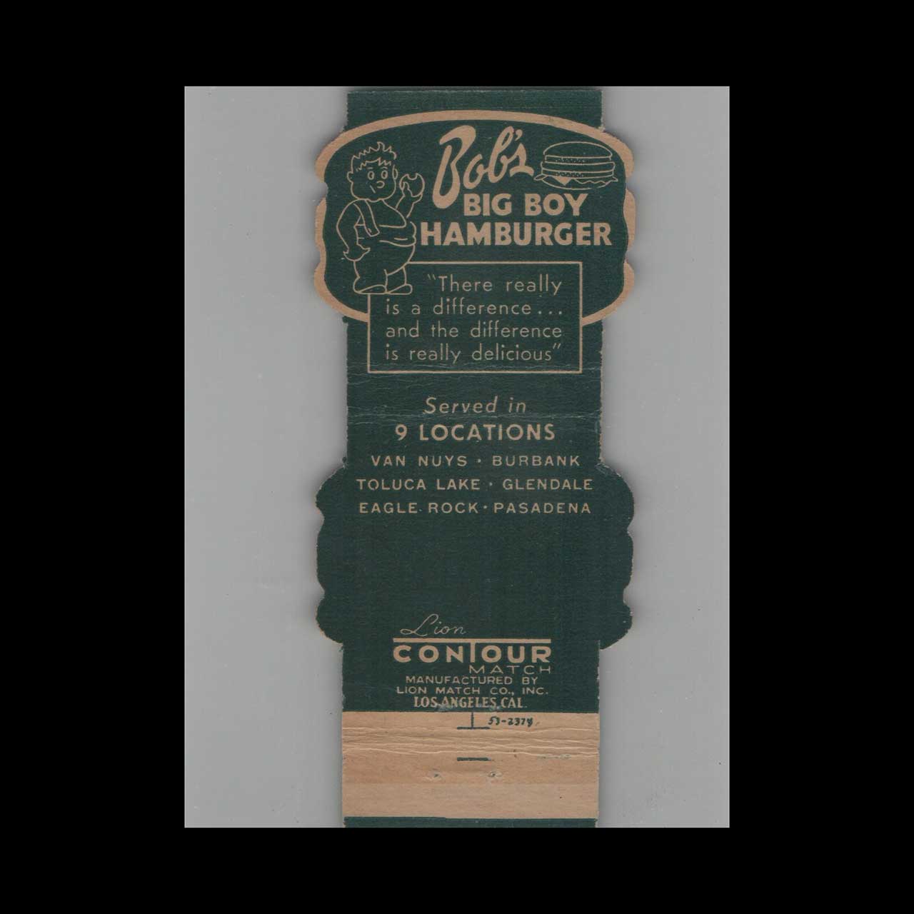 Bobs Big Boy Toluca Lake Matchbook Cover Bobs Big Boy Toluca Lake Matchbook Cover