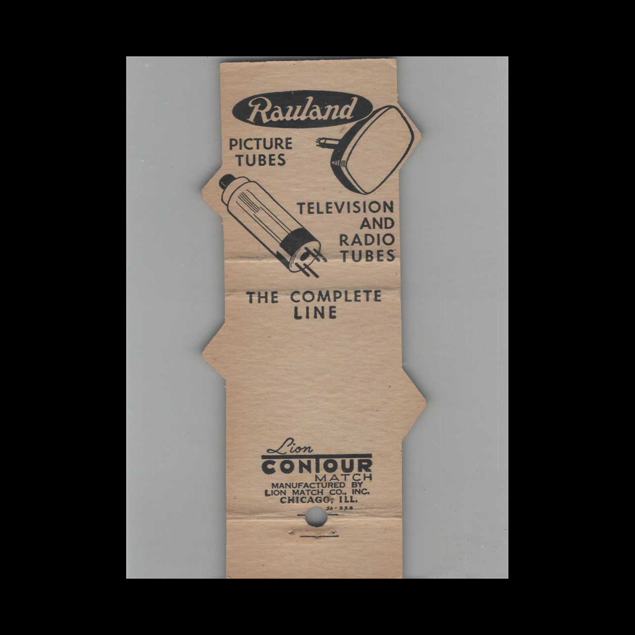 Lion Contour Rauland TV & Radio Tube Matchbook Cover Lion Contour Rauland TV & Radio Tube Matchbook Cover