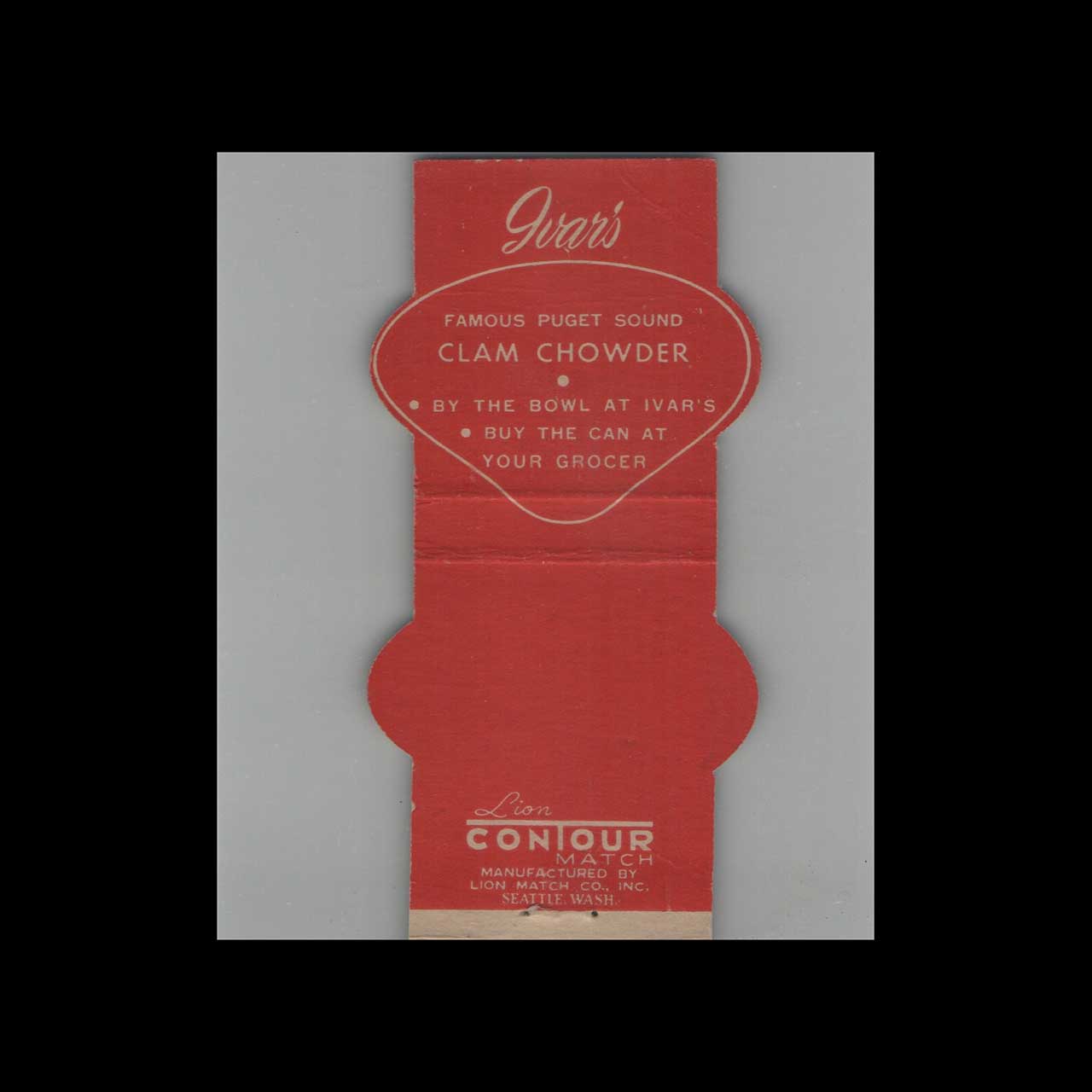 Ivans Acres of Clams Matchbook Cover Lion Contour Ivans Acres of Clams Matchbook Cover Lion Contour