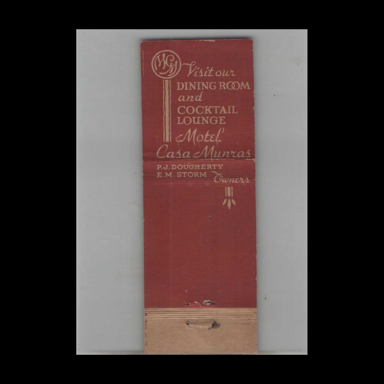 Full Length Matchbook Cover Motel Casa Munras Monterey CA Full Length Matchbook Cover Motel Casa Munras Monterey CA