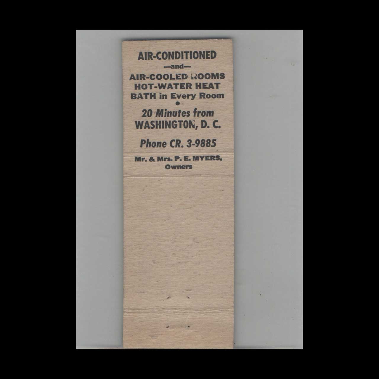 Full Length Matchbook Cover Chilla Villa Motel Fairfax VA Full Length Matchbook Cover Chilla Villa Motel Fairfax VA