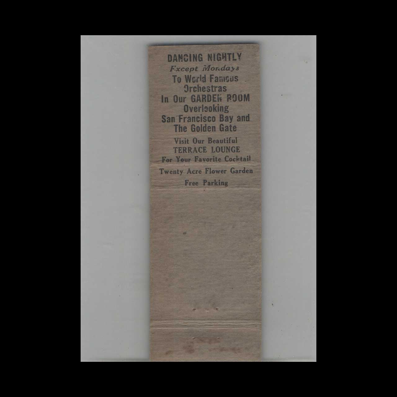 Full Length Matchbook Cover Hotel Claremont Berkeley CA #1 Full Length Matchbook Cover Hotel Claremont Berkeley CA #1