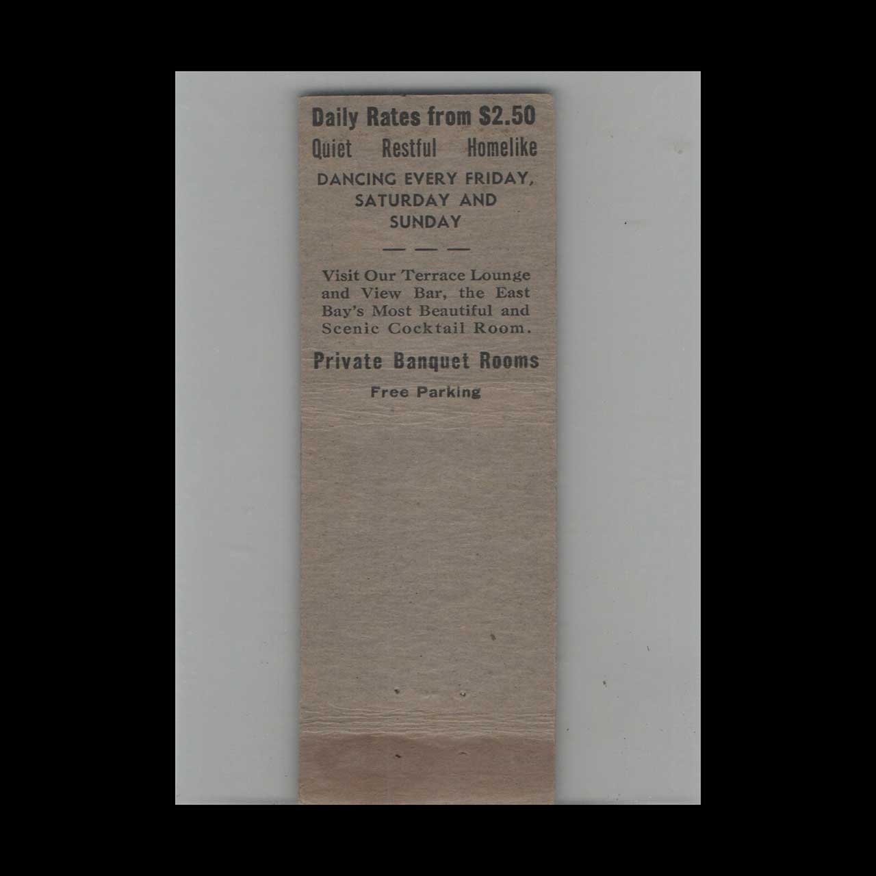 Full Length Matchbook Cover Hotel Claremont Berkeley CA #10 Full Length Matchbook Cover Hotel Claremont Berkeley CA #10