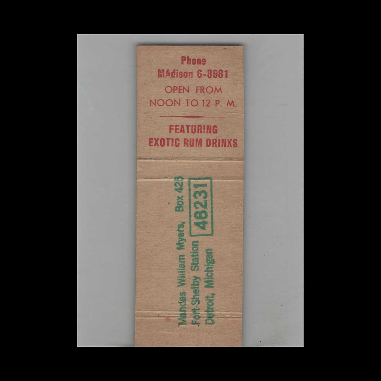 Full Length Matchbook Cover Shangri La Los Angeles CA Full Length Matchbook Cover Shangri La Los Angeles CA