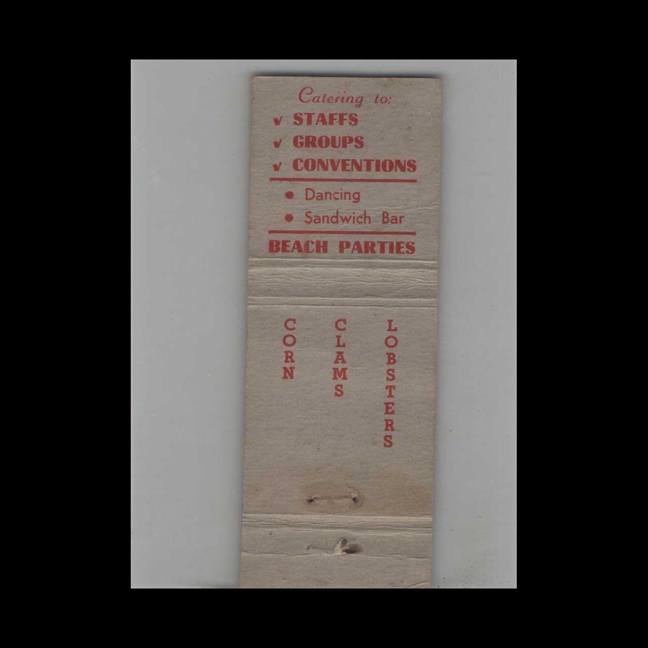 Full Length Matchbook Cover Shore Club Hubbards Beach NS Full Length Matchbook Cover Shore Club Hubbards Beach NS