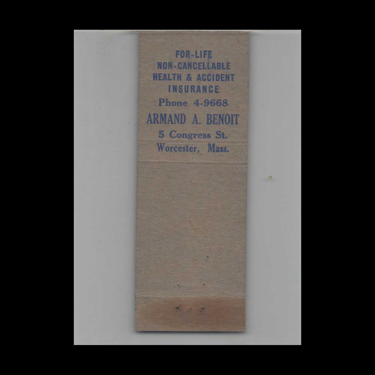 Full Length Matchbook Cover Monarch Life Insurance Co MA Full Length Matchbook Cover Monarch Life Insurance Co MA