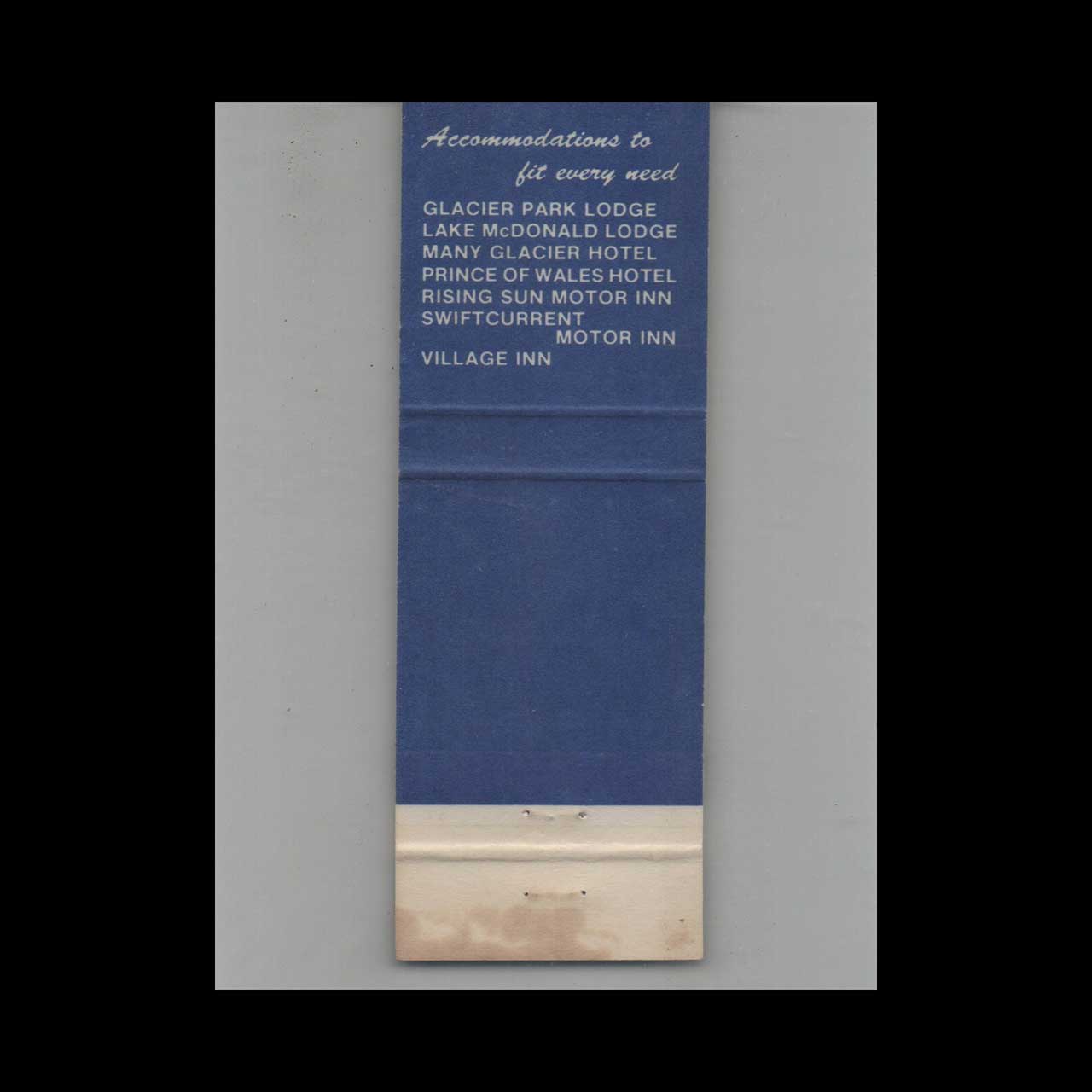 Full Length Matchbook Cover Glacier National Park Montana Full Length Matchbook Cover Glacier National Park Montana