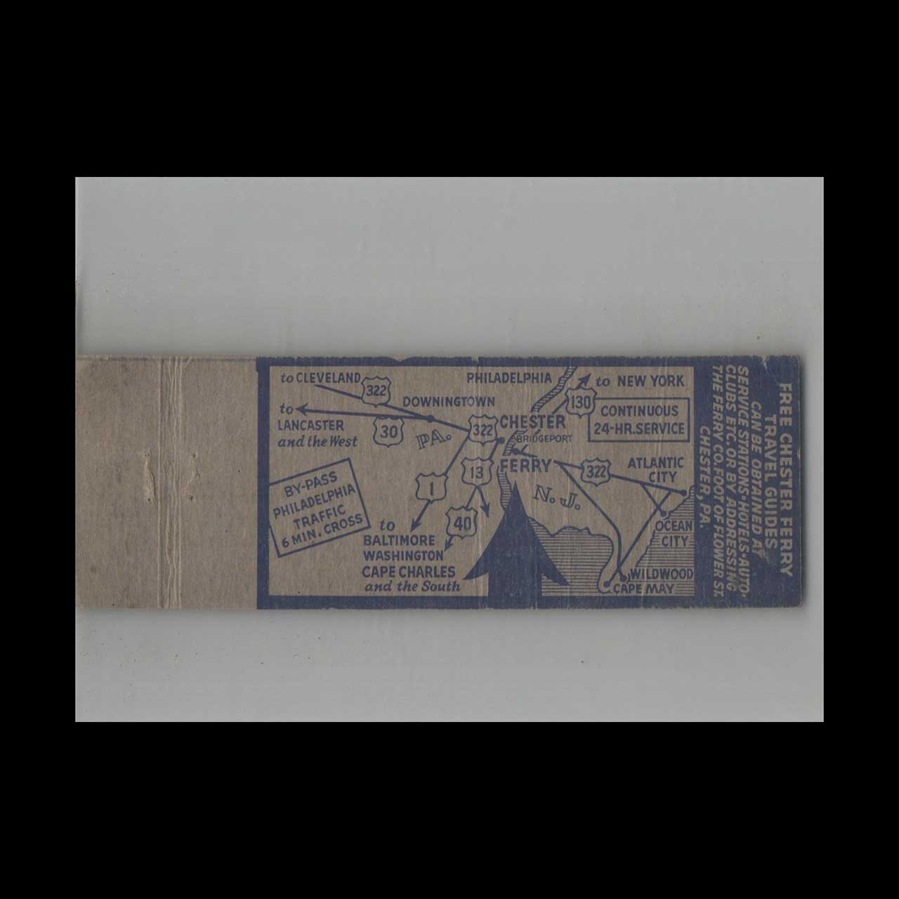 Full Length Matchbook Cover Chester Ferry New York NY Full Length Matchbook Cover Chester Ferry New York NY