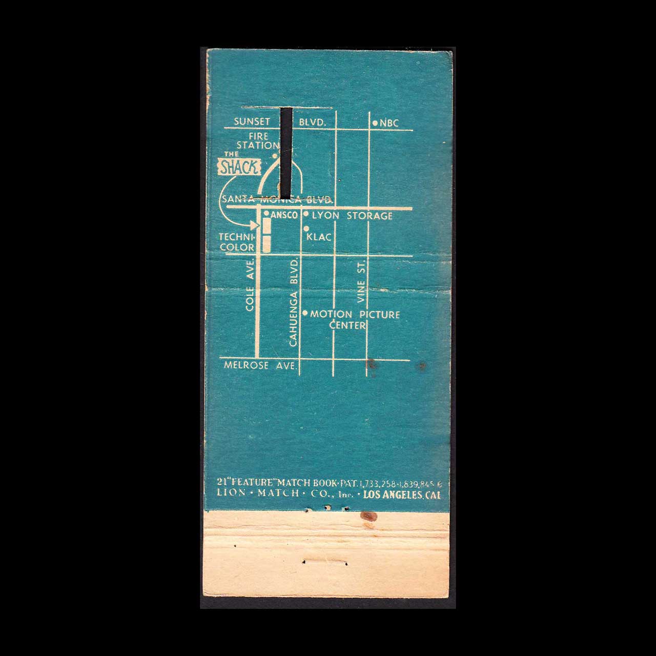 The Shack Restaurant Hollywood Matchbook Cover The Shack Restaurant Hollywood Matchbook Cover