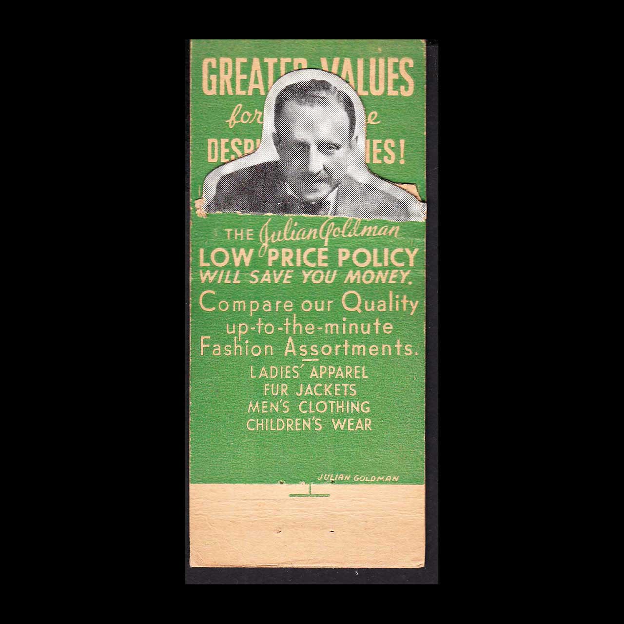 Julian Goldmans Clothing Matchbook Cover Wilkes Barre PA Julian Goldmans Clothing Matchbook Cover Wilkes Barre PA
