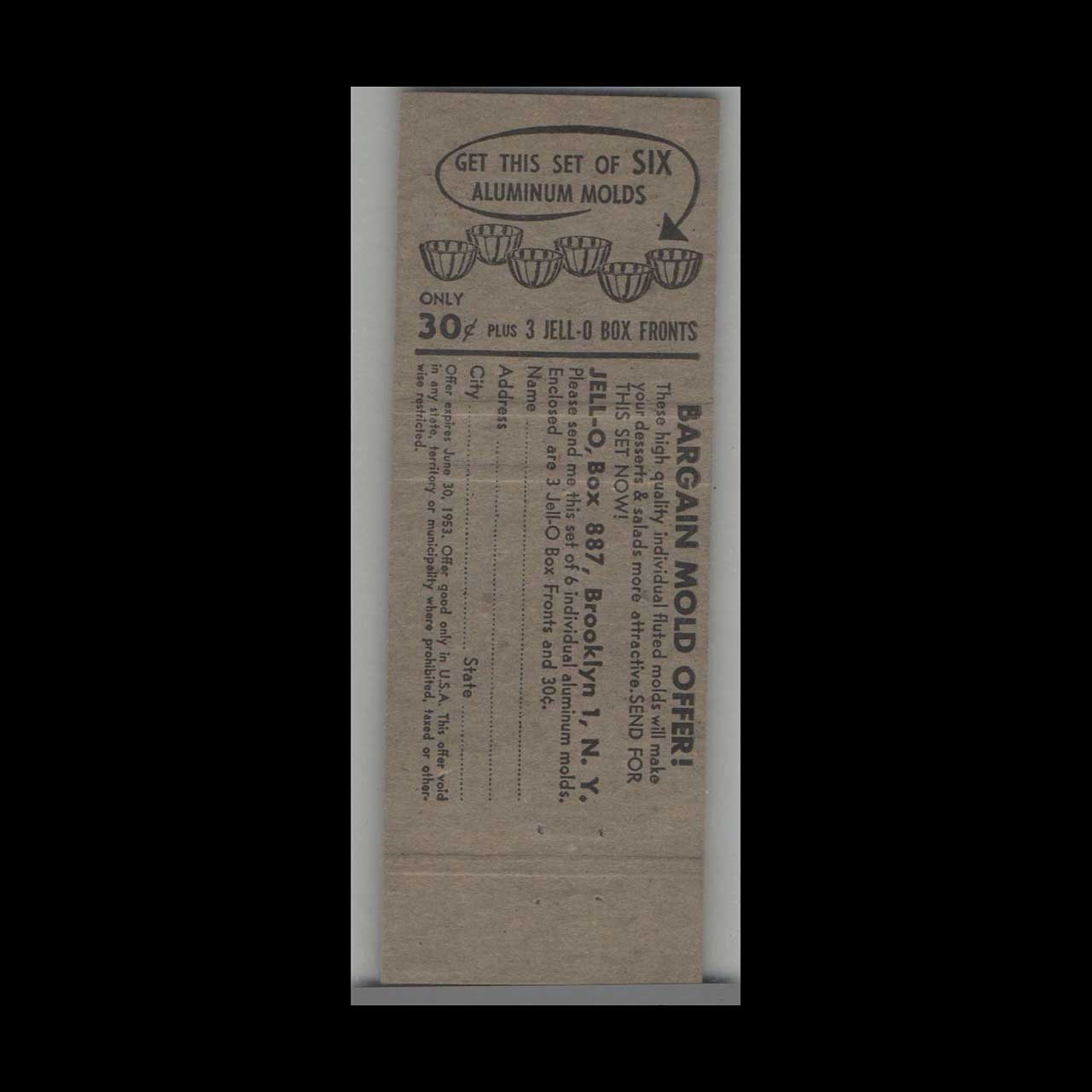 Matchbook Cover Old School Jell O Recipe Budge Book Matchbook Cover Old School Jell O Recipe Budge Book