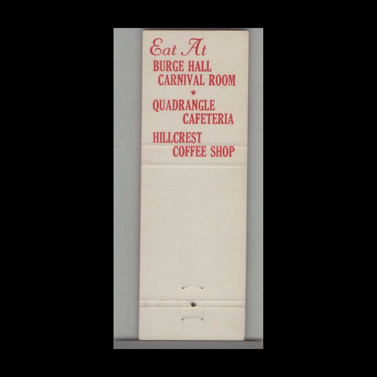 Currier Hall Matchbook Cover State University of Iowa Currier Hall Matchbook Cover State University of Iowa