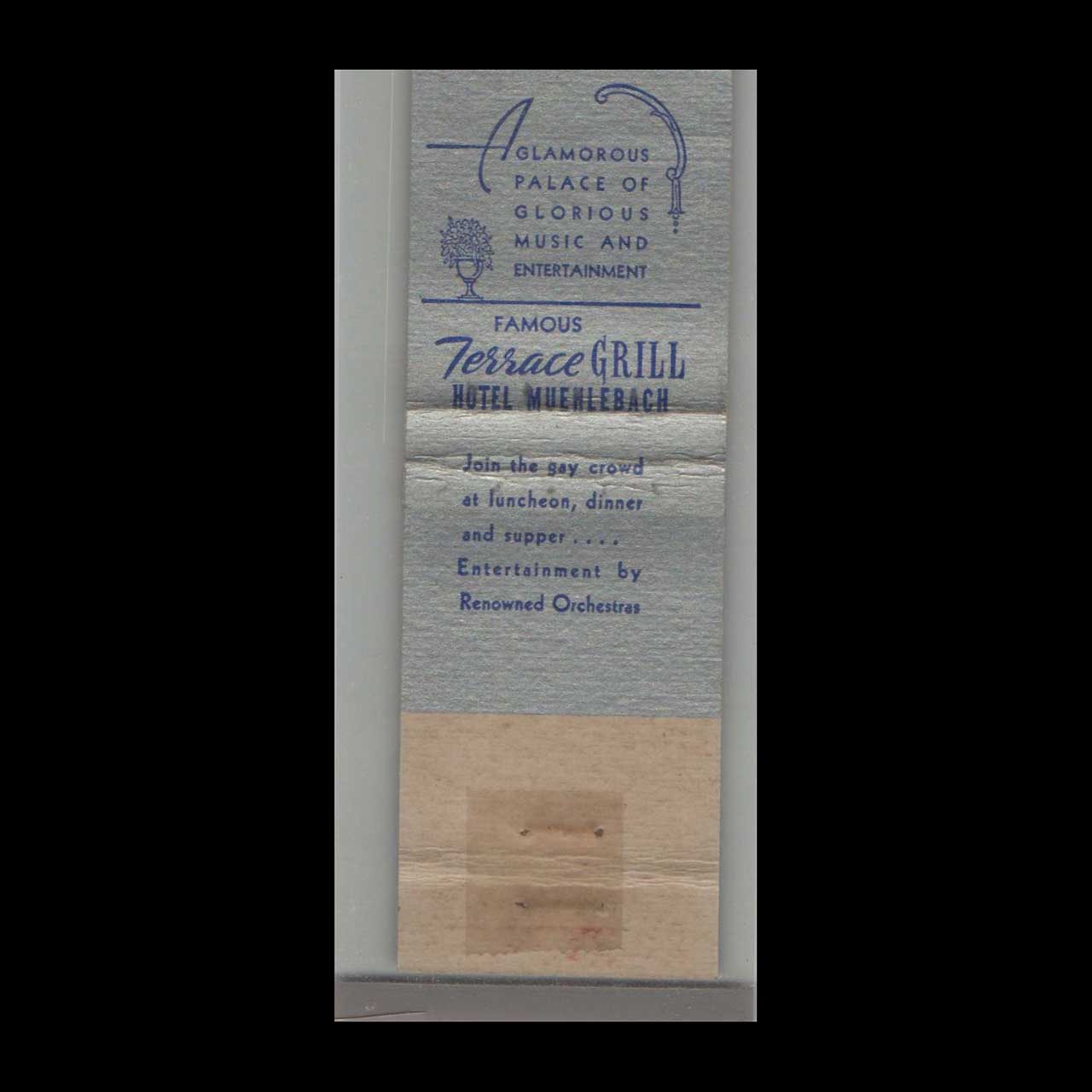 Matchbook Cover Hotel Muehlebach Kansas City MO Matchbook Cover Hotel Muehlebach Kansas City MO