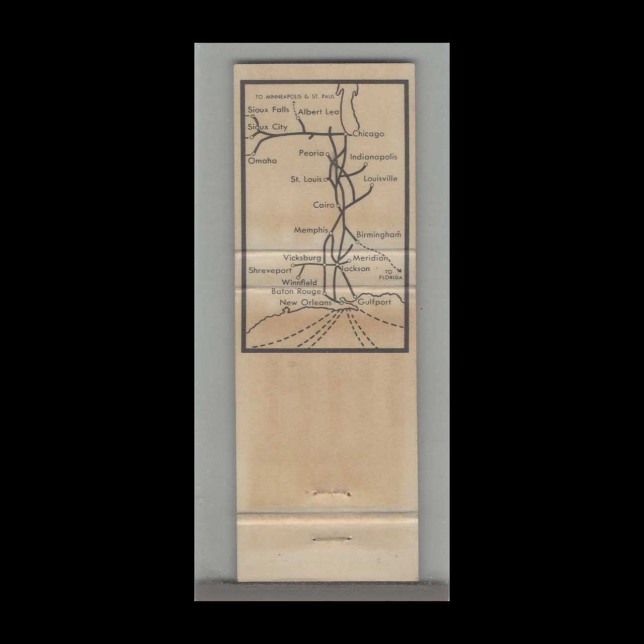 Illinois Central Railroad Matchbook Cover Illinois Central Railroad Matchbook Cover