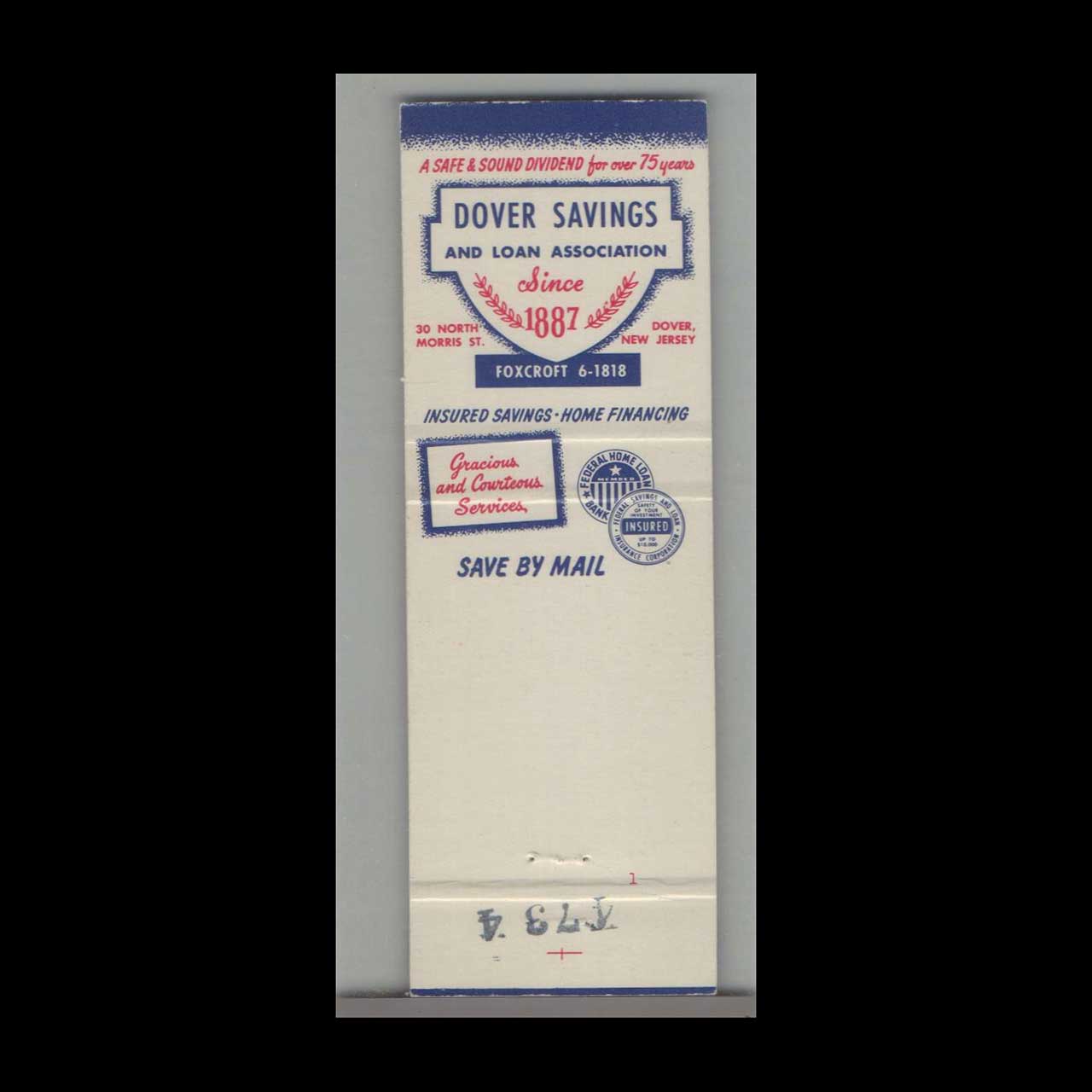 Matchbook Cover Matchorama Dover Savings and Loan Association Matchbook Cover Matchorama Dover Savings and Loan Association