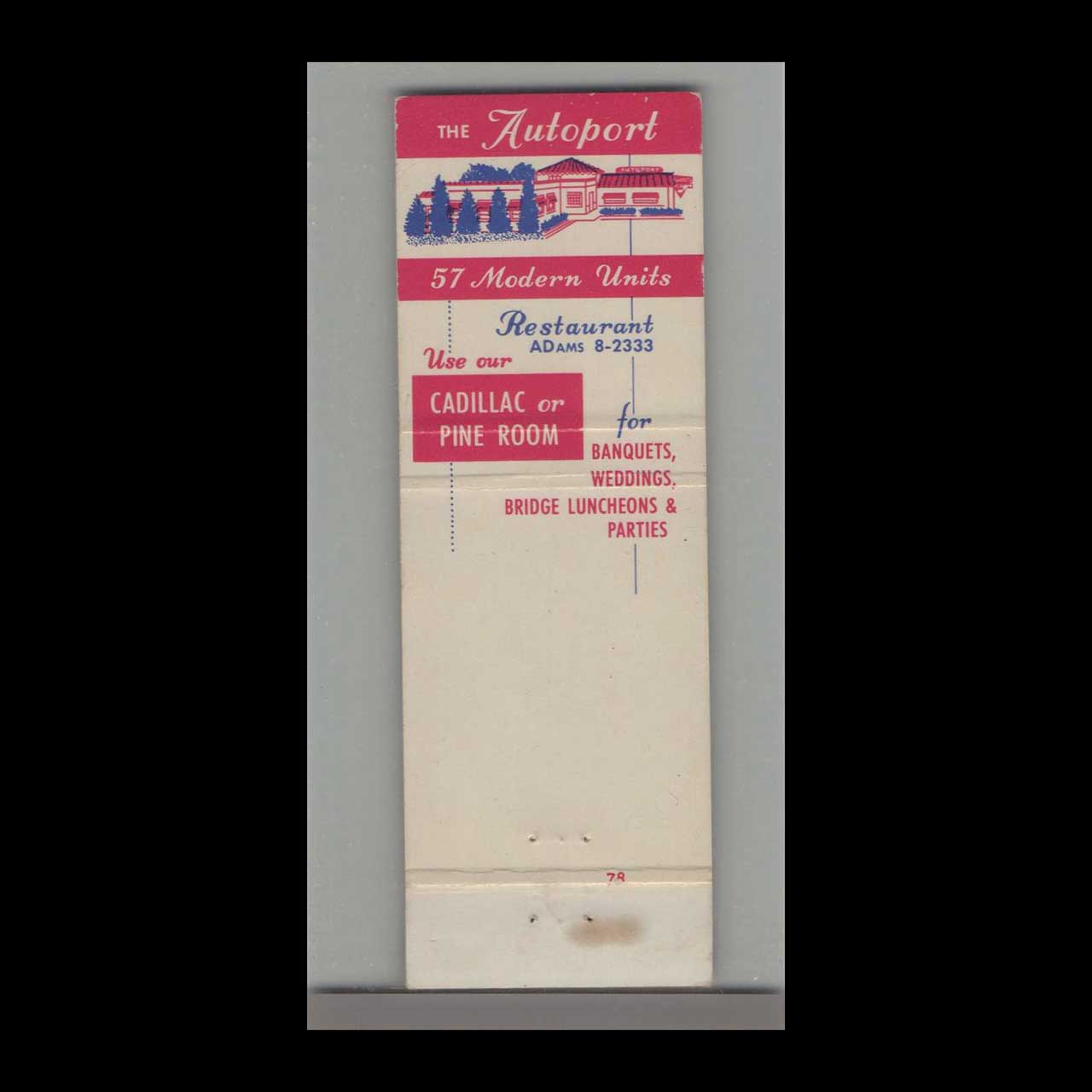 Matchbook Cover Autoport Motel State College PA Matchbook Cover Autoport Motel State College PA
