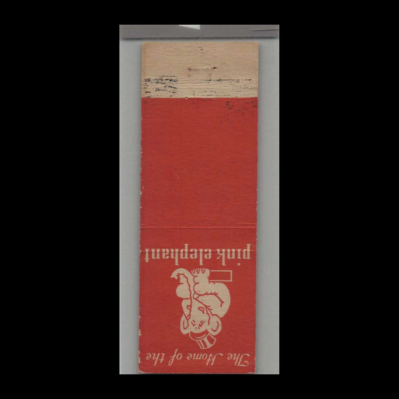 Matchbook Cover Elephant Huston Hotels Home Of The Pink Elephant Matchbook Cover Elephant Huston Hotels Home Of The Pink Elephant