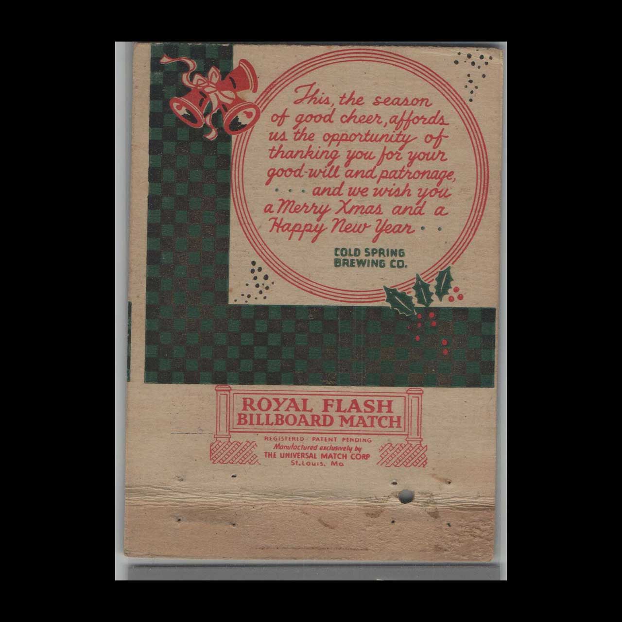 Matchbook Cover Hackers Ale Cold Spring Brewing Co Lawrence MA Matchbook Cover Hackers Ale Cold Spring Brewing Co Lawrence MA