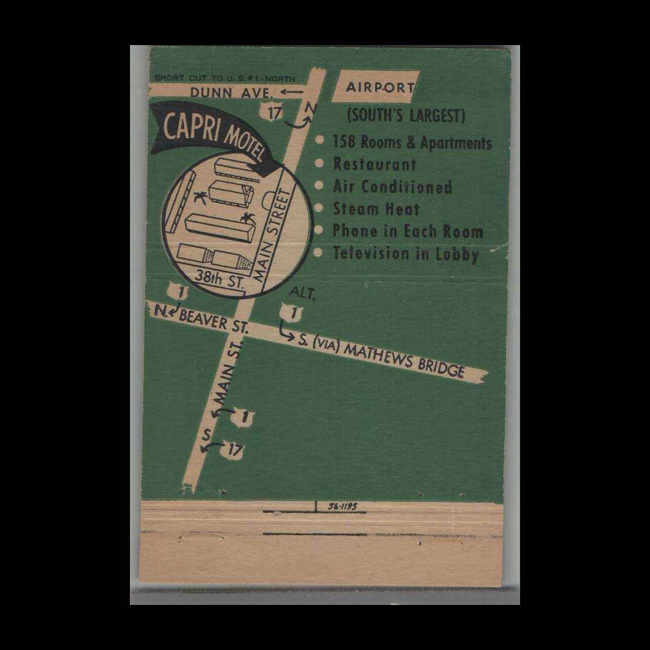 Matchbook Cover Motel Capri Jacksonville FL Matchbook Cover Motel Capri Jacksonville FL