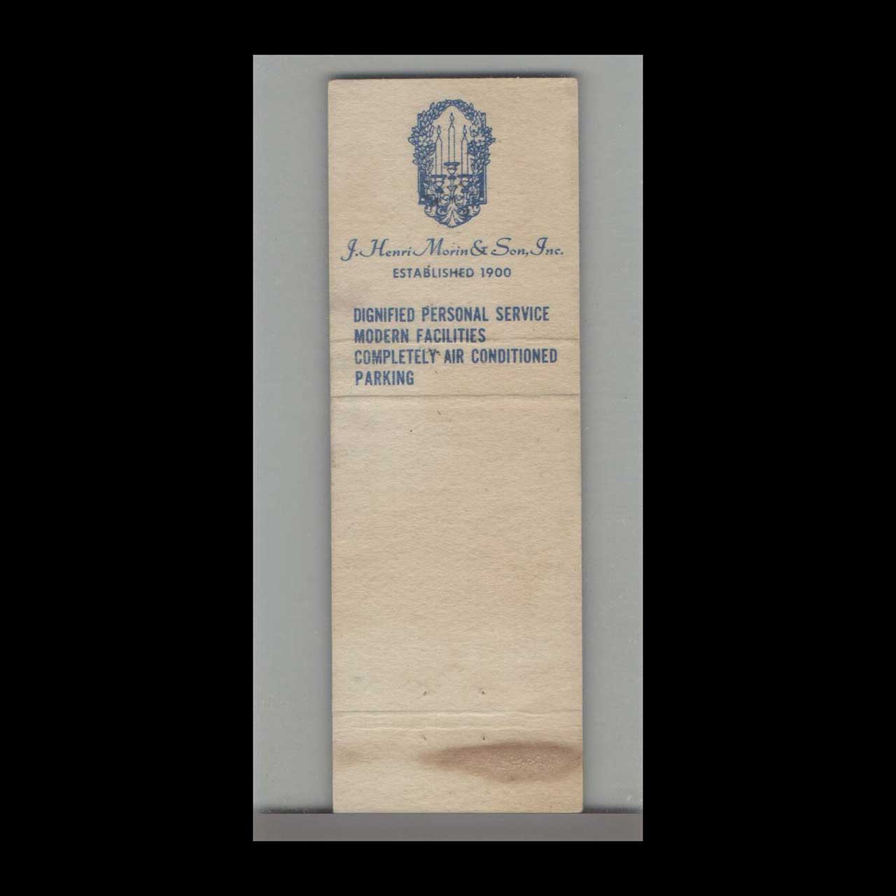 Morins Funeral Home Matchbook Cover Spencer MA Morins Funeral Home Matchbook Cover Spencer MA