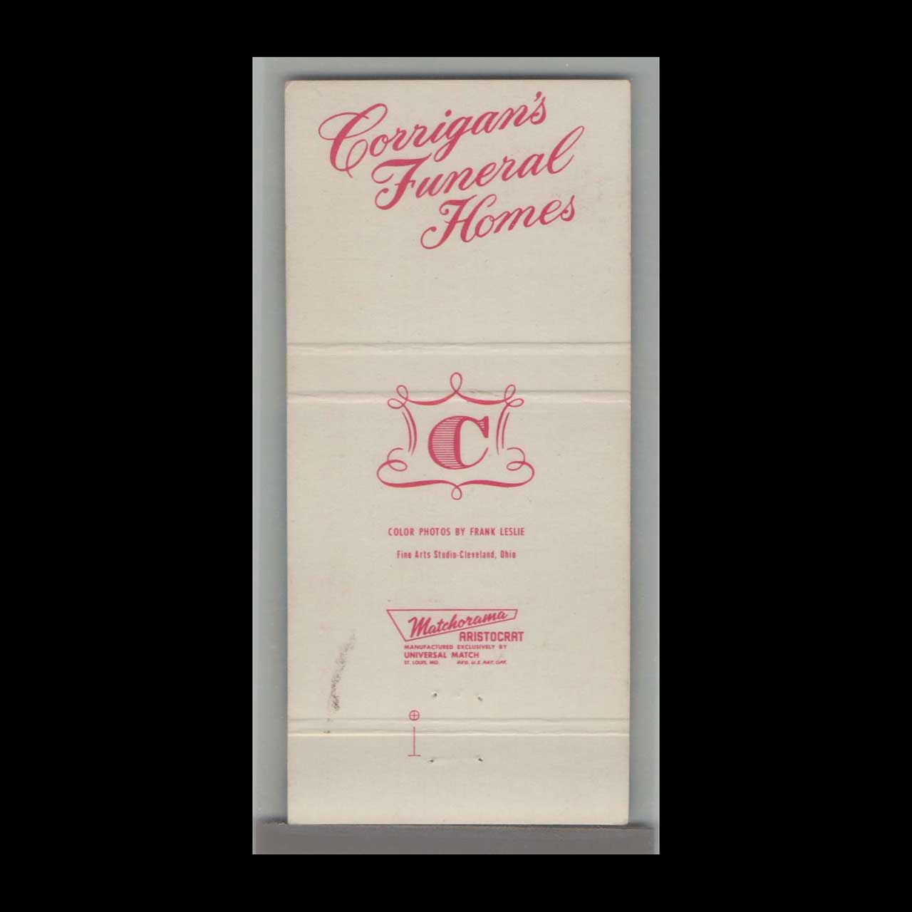 Corrigans Funeral Homes Matchbook Cover Corrigans Funeral Homes Matchbook Cover