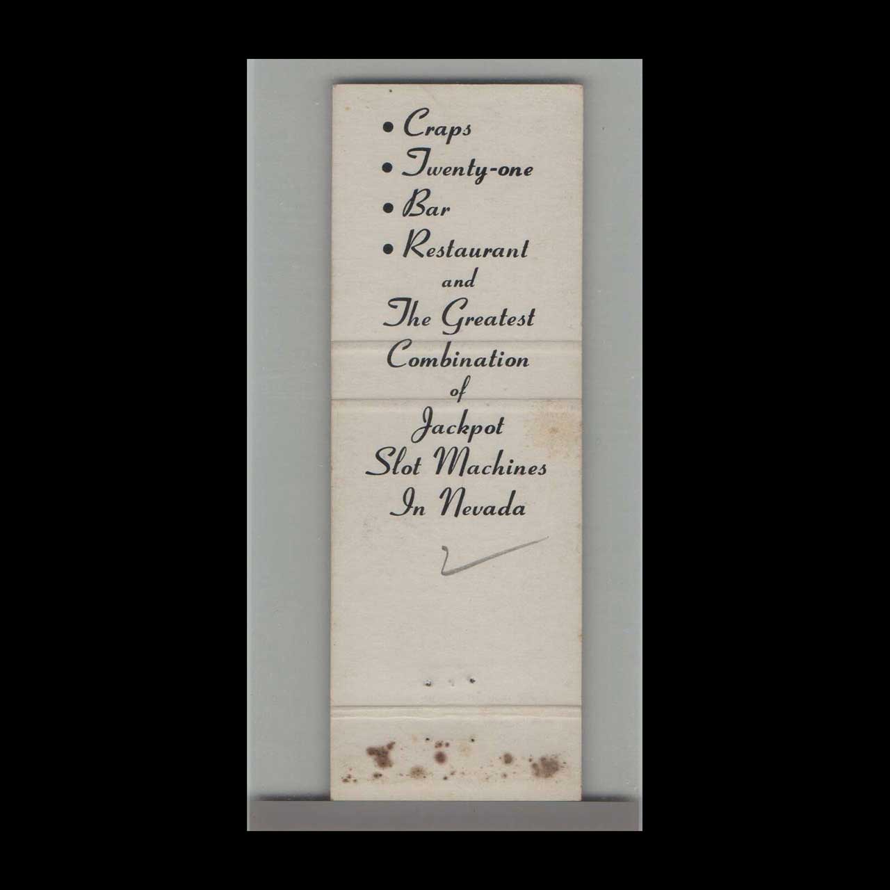 Las Vegas Fortune Club Matchbook Cover Las Vegas Fortune Club Matchbook Cover