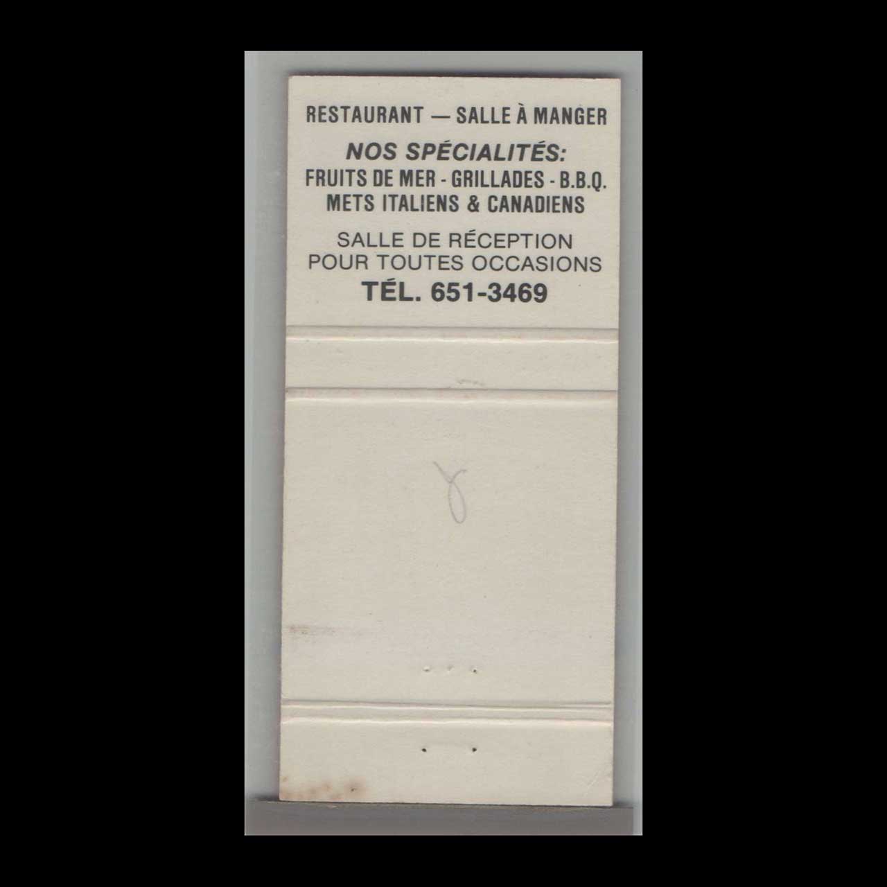 Rooster Matchbook Cover from des Partisans Longueuil Rooster Matchbook Cover from des Partisans Longueuil