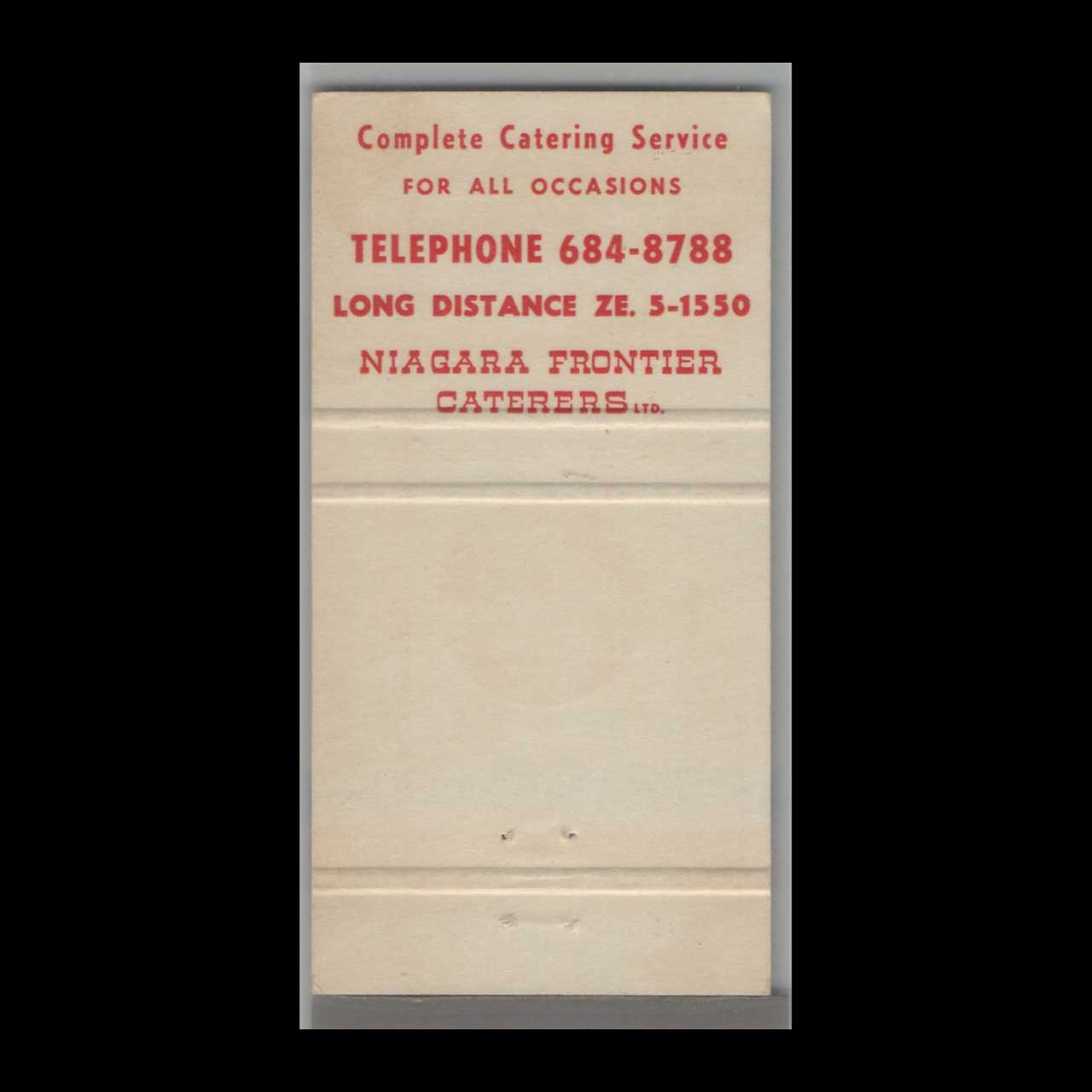 Niagara Frontier Caterers Rooster Matchbook Cover Niagara Frontier Caterers Rooster Matchbook Cover