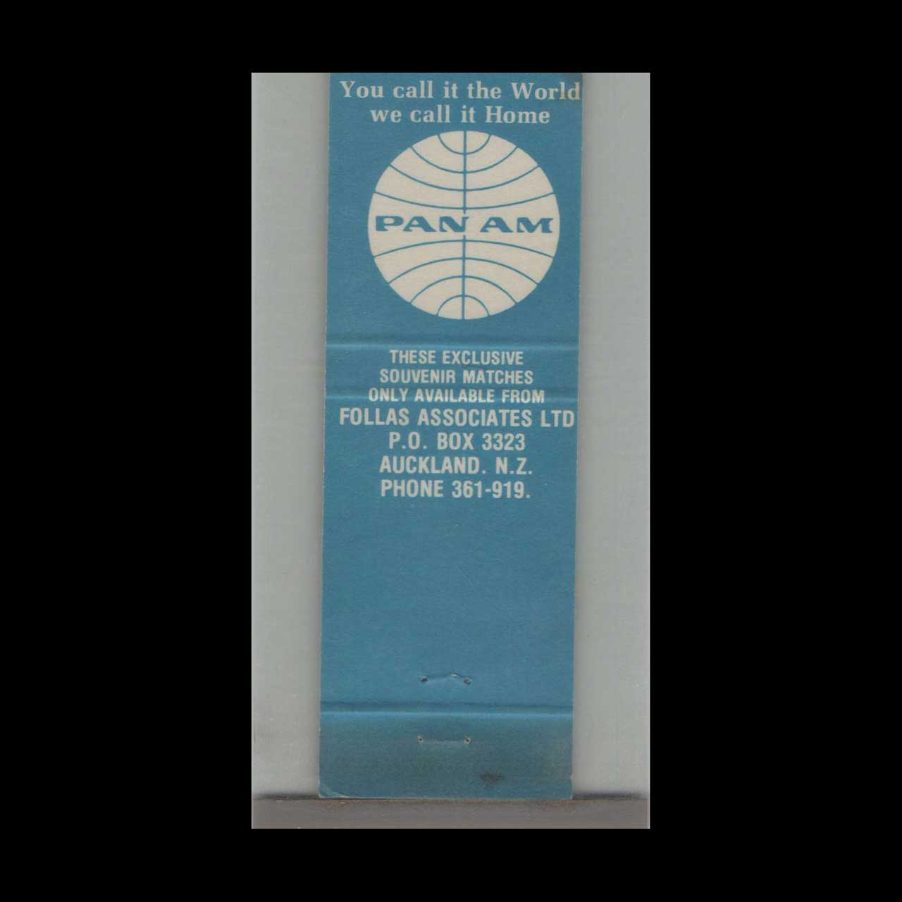 Pan Am Airways Movie Bolt Matchbook Cover Pan Am Airways Movie Bolt Matchbook Cover
