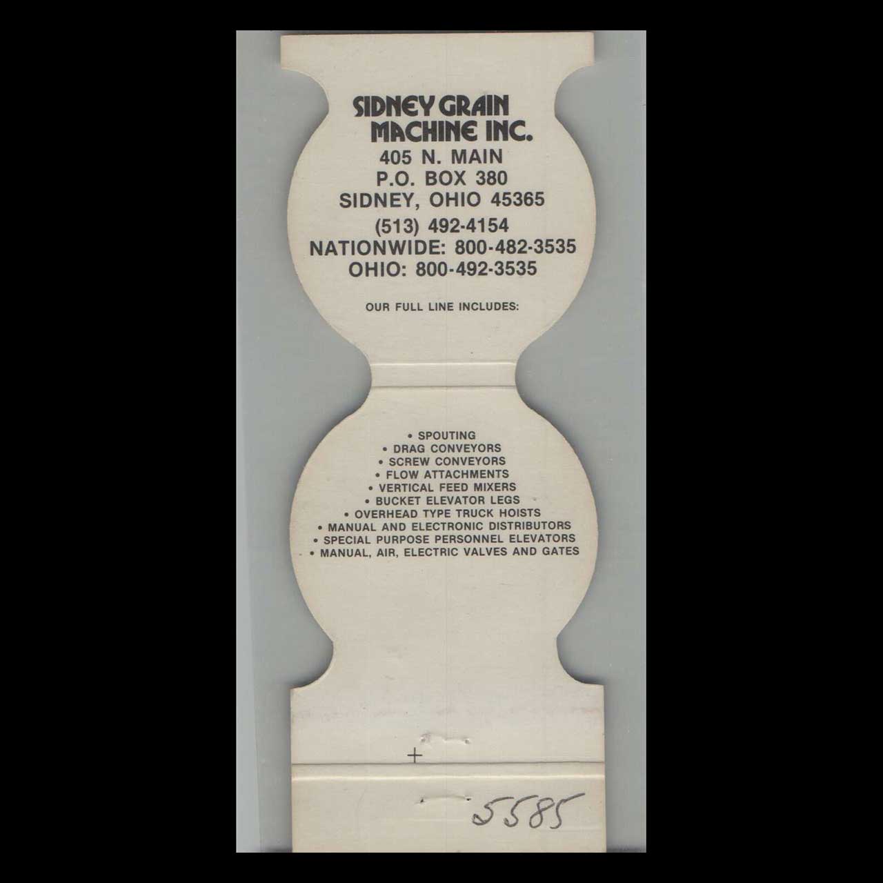 Matchbook Cover The Sidney Grain Machine Co Sidney OH Matchbook Cover The Sidney Grain Machine Co Sidney OH