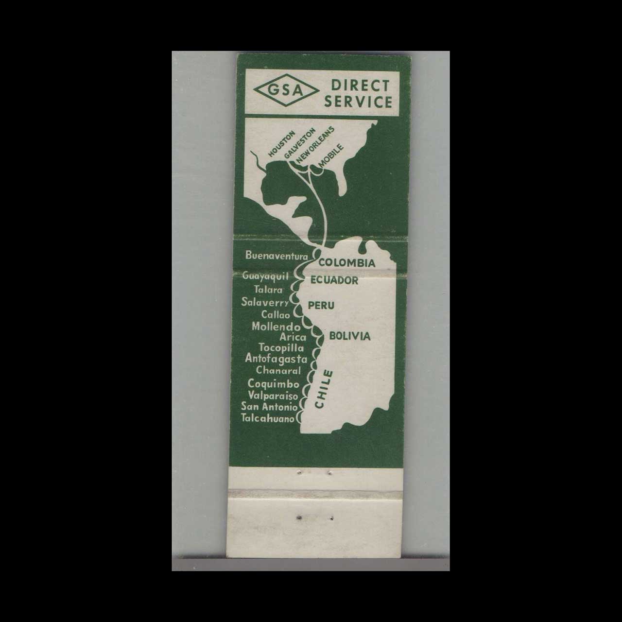 Gulf & South American Steamship Co Matchbook Cover Gulf & South American Steamship Co Matchbook Cover