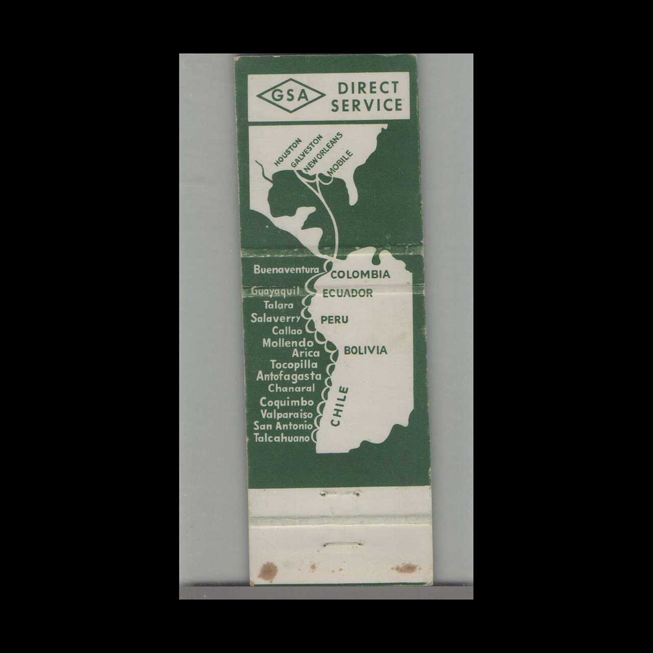 Gulf & South American Steamship Co Matchbook Cover Gulf & South American Steamship Co Matchbook Cover