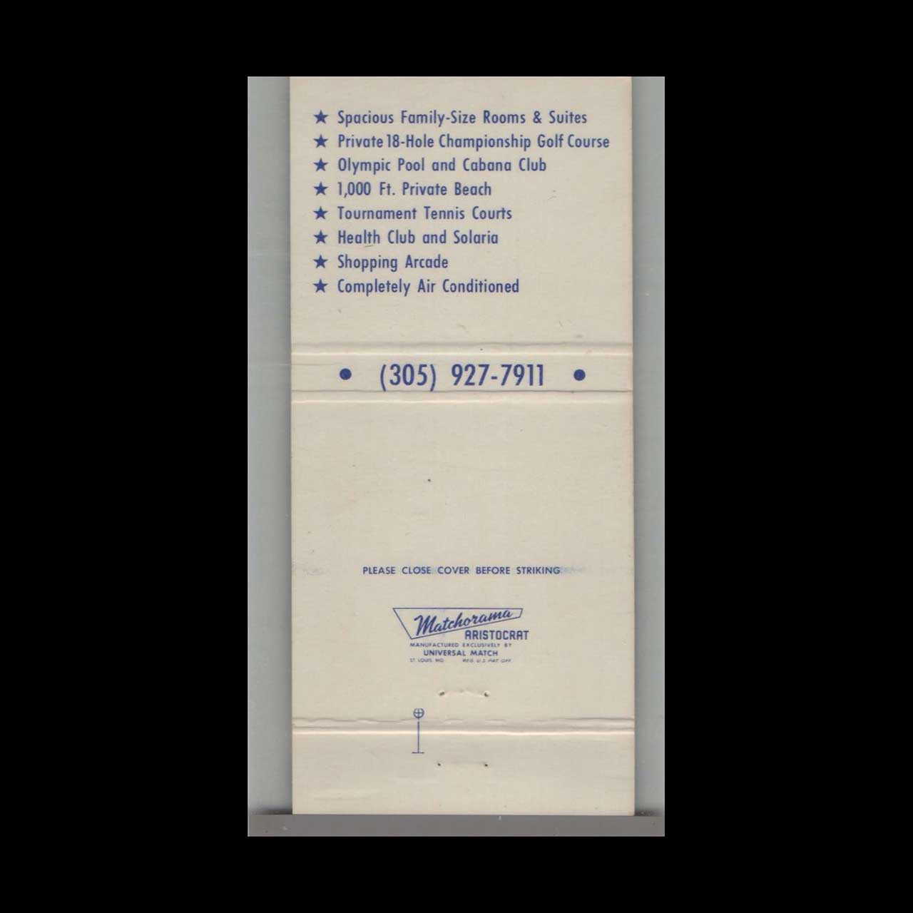 Matchbook Cover Hollywood Beach Hotel Hollywood FL Matchbook Cover Hollywood Beach Hotel Hollywood FL