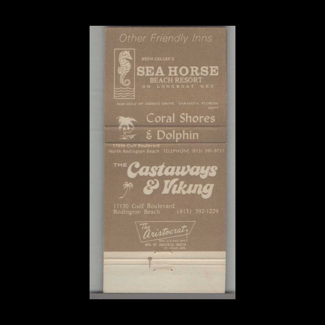 Matchbook Cover Florida Sandalwood Hotel North Redington Beach FL Matchbook Cover Florida Sandalwood Hotel North Redington Beach FL