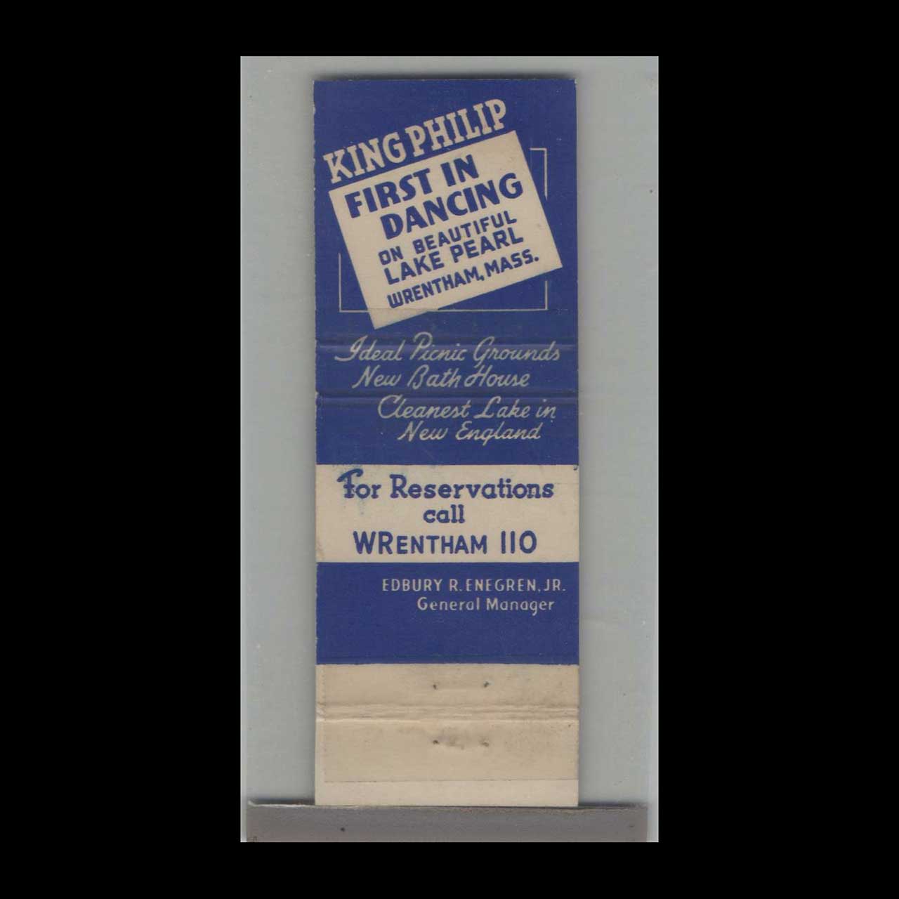 King Philip Dancing Matchbook Cover Wrentham MA King Philip Dancing Matchbook Cover Wrentham MA