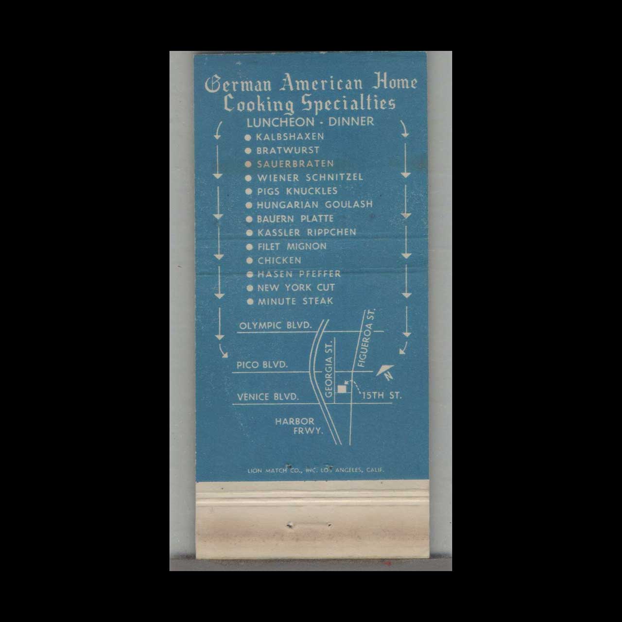 Matchbook Cover Hofbrau HB Turner Inn Hofbrau Los Angeles CA Matchbook Cover Hofbrau HB Turner Inn Hofbrau Los Angeles CA