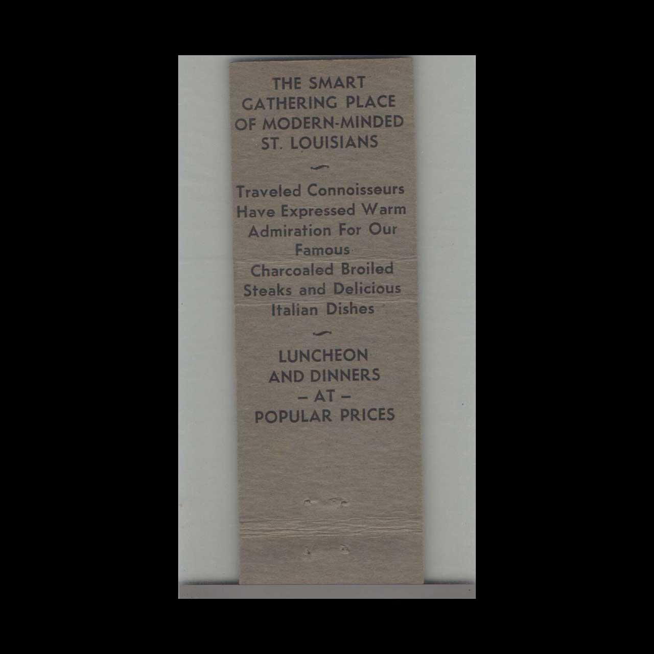 Missouri Ruggeris Italian Restaurant Matchbook Cover St Louis Missouri Ruggeris Italian Restaurant Matchbook Cover St Louis