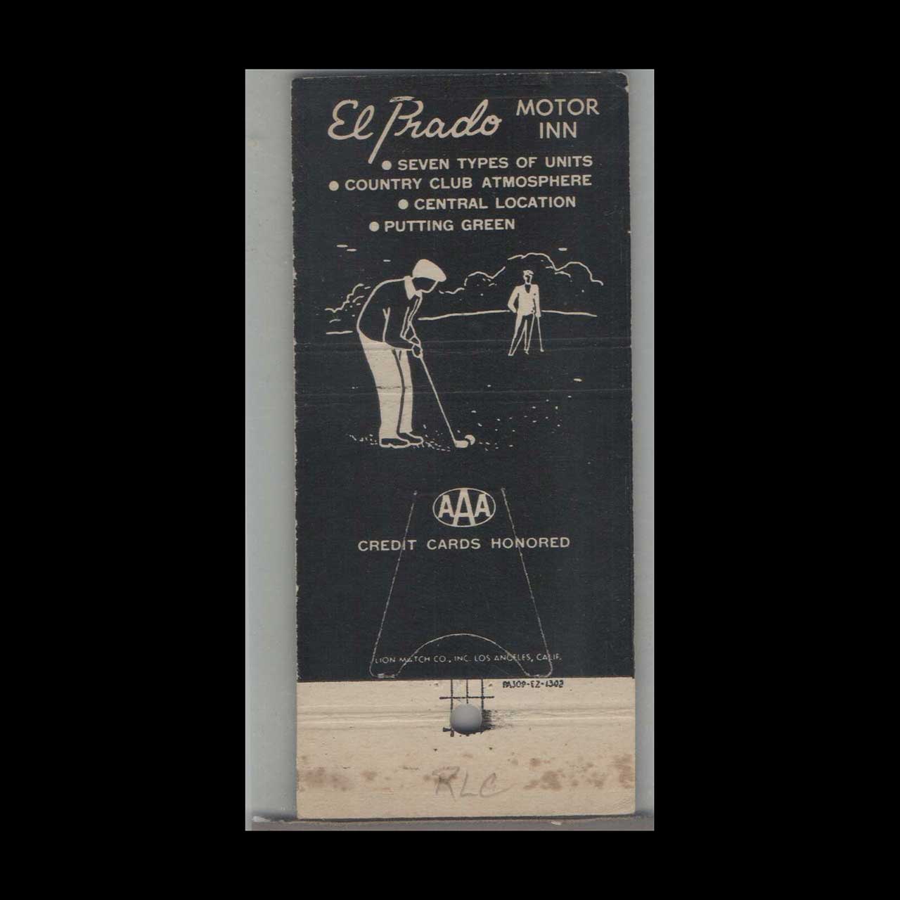 Matchbook Cover Hotel El Prado Motor Inn Santa Barbara CA Matchbook Cover Hotel El Prado Motor Inn Santa Barbara CA