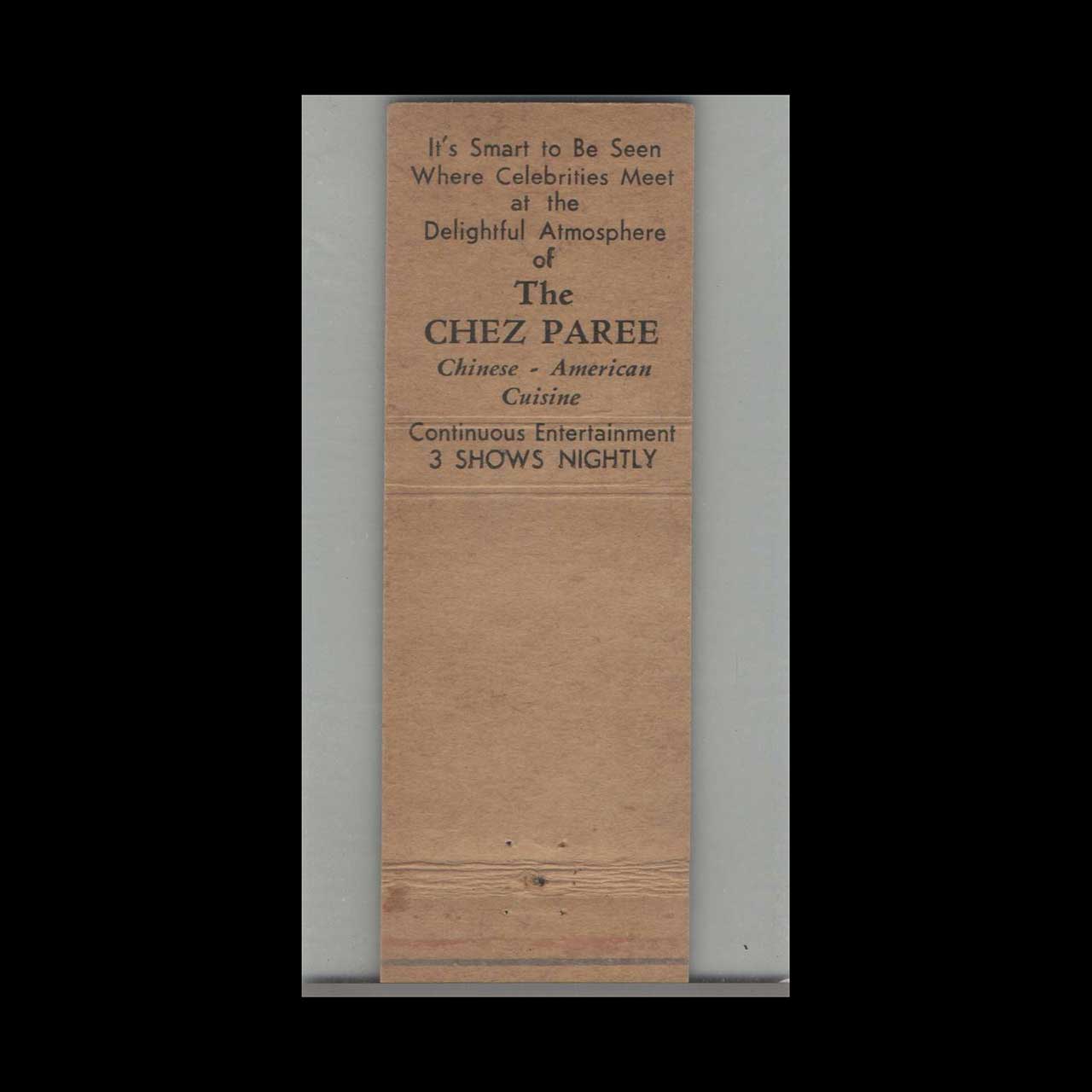 Miami Beach Chez Paree Matchbook Cover Miami Beach Chez Paree Matchbook Cover