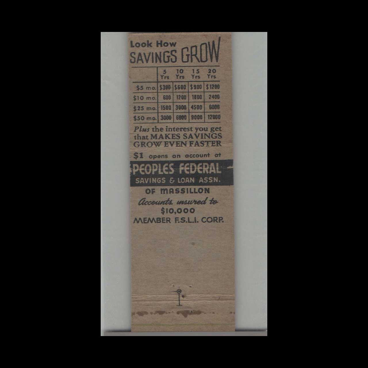 Matchbook Cover Lincoln Peoples Federal Savings & Loan Massillon OH Matchbook Cover Lincoln Peoples Federal Savings & Loan Massillon OH